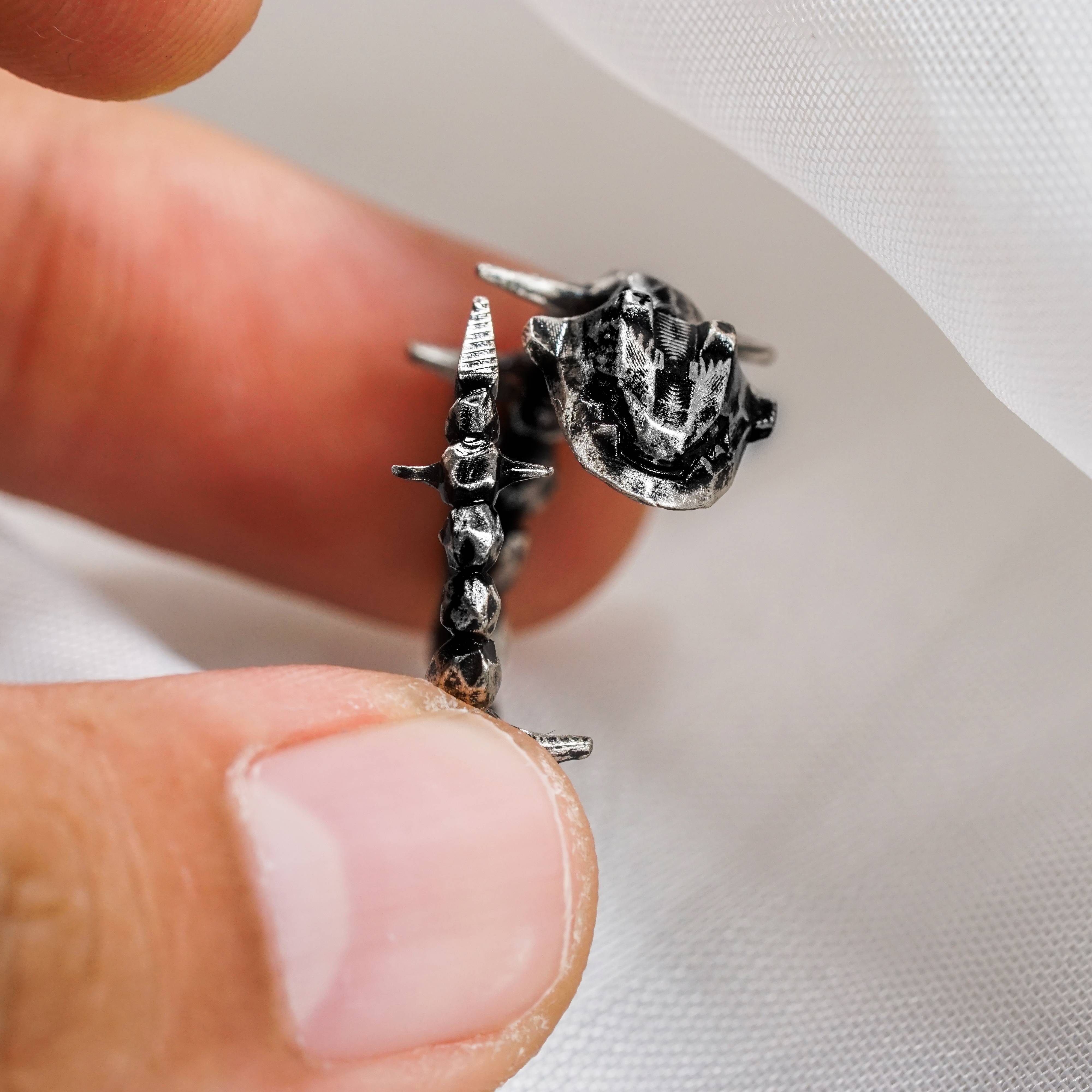 Pokemon Steelix Ring, Handmade 950 Silver Ring, Unique Jewelry Gift for Pokemon Fans 7 - EternaSilver DSC07252 - EternaSilver