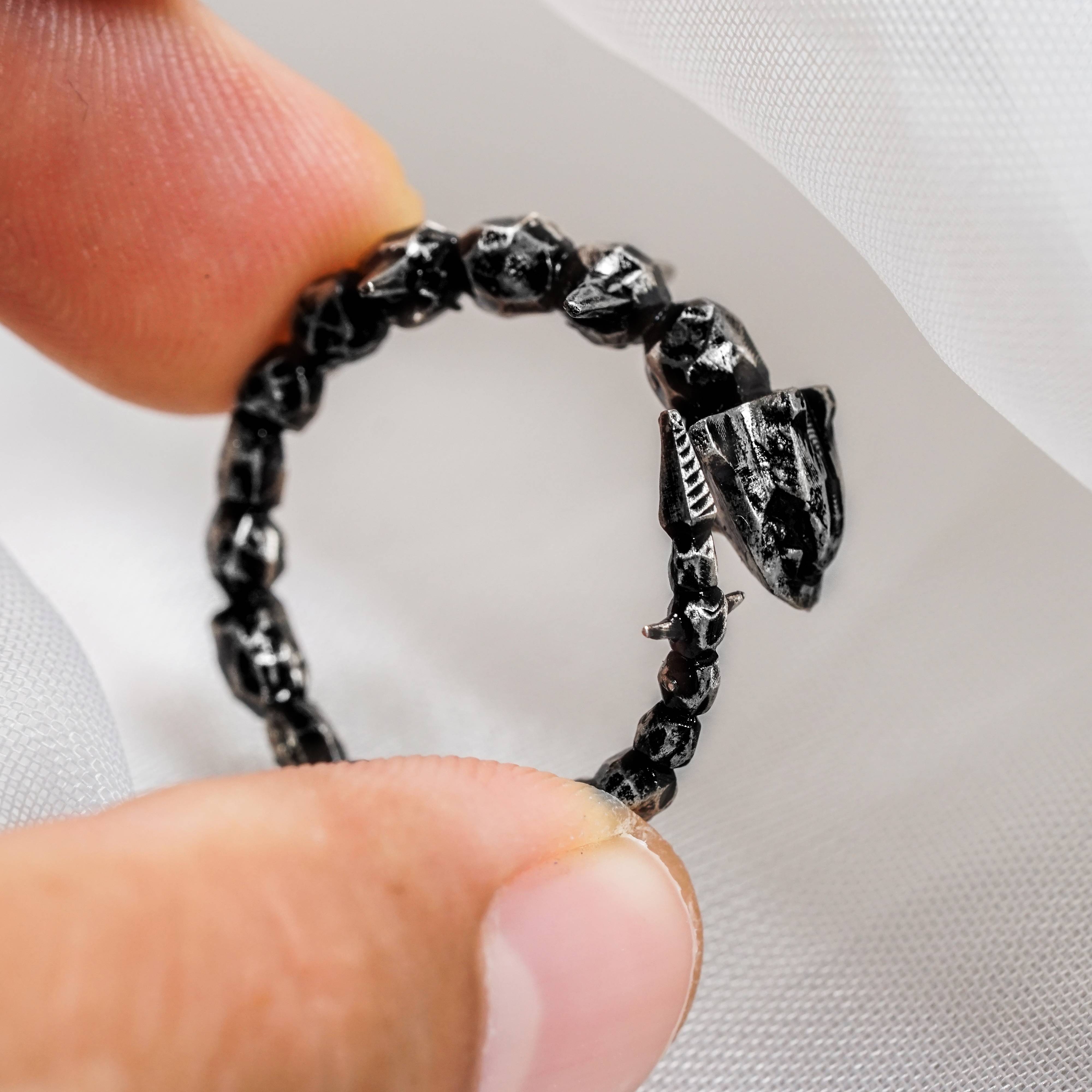 Pokemon Steelix Ring, Handmade 950 Silver Ring, Unique Jewelry Gift for Pokemon Fans 8 - EternaSilver DSC07253 - EternaSilver