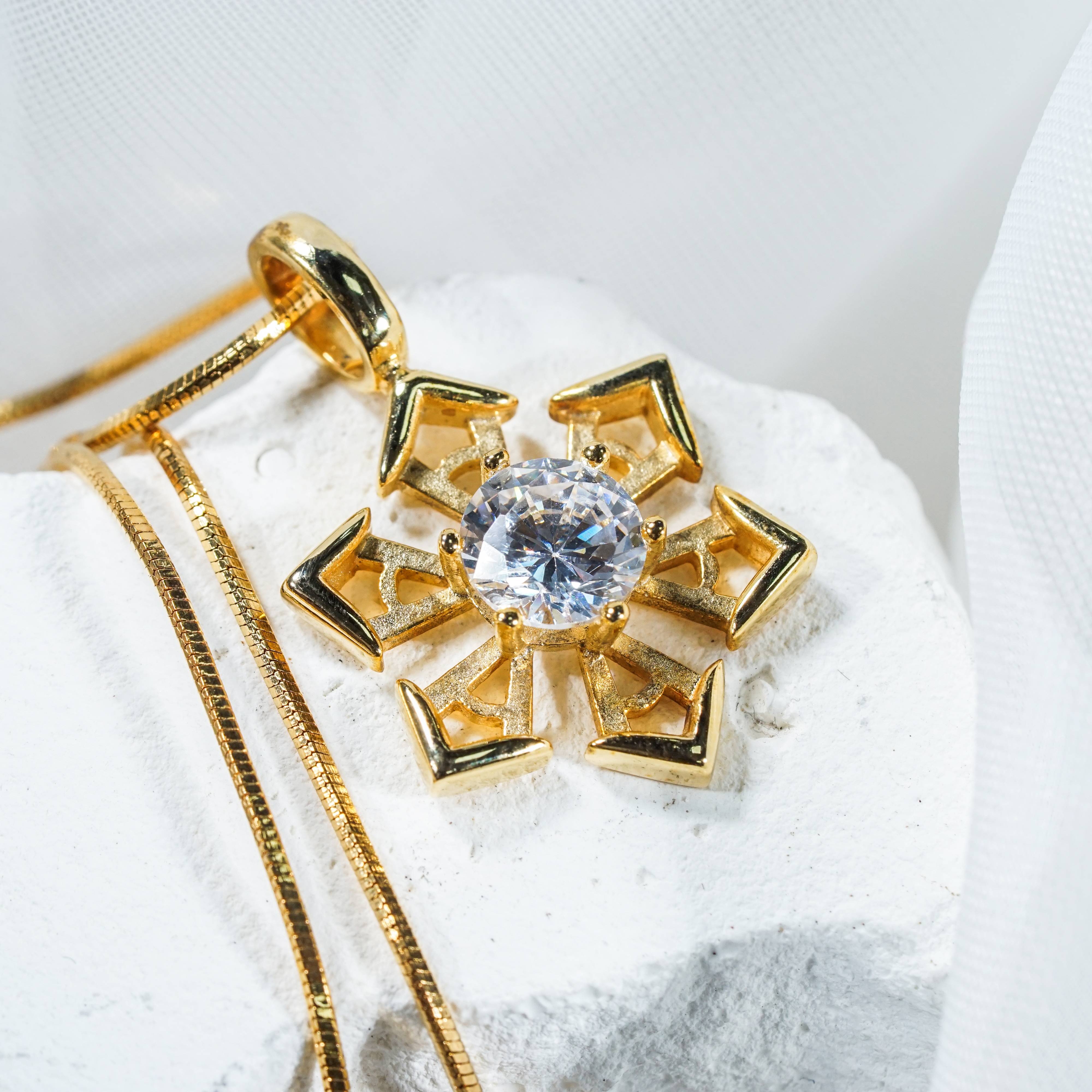 Genshin Impact Cryo Visions Pattern Custom Necklace, Handmade Sterling Silver 950/Gold Plated Signet Necklace, Element Jewelry Charm Gift 8 - EternaSilver DSC07735 - EternaSilver