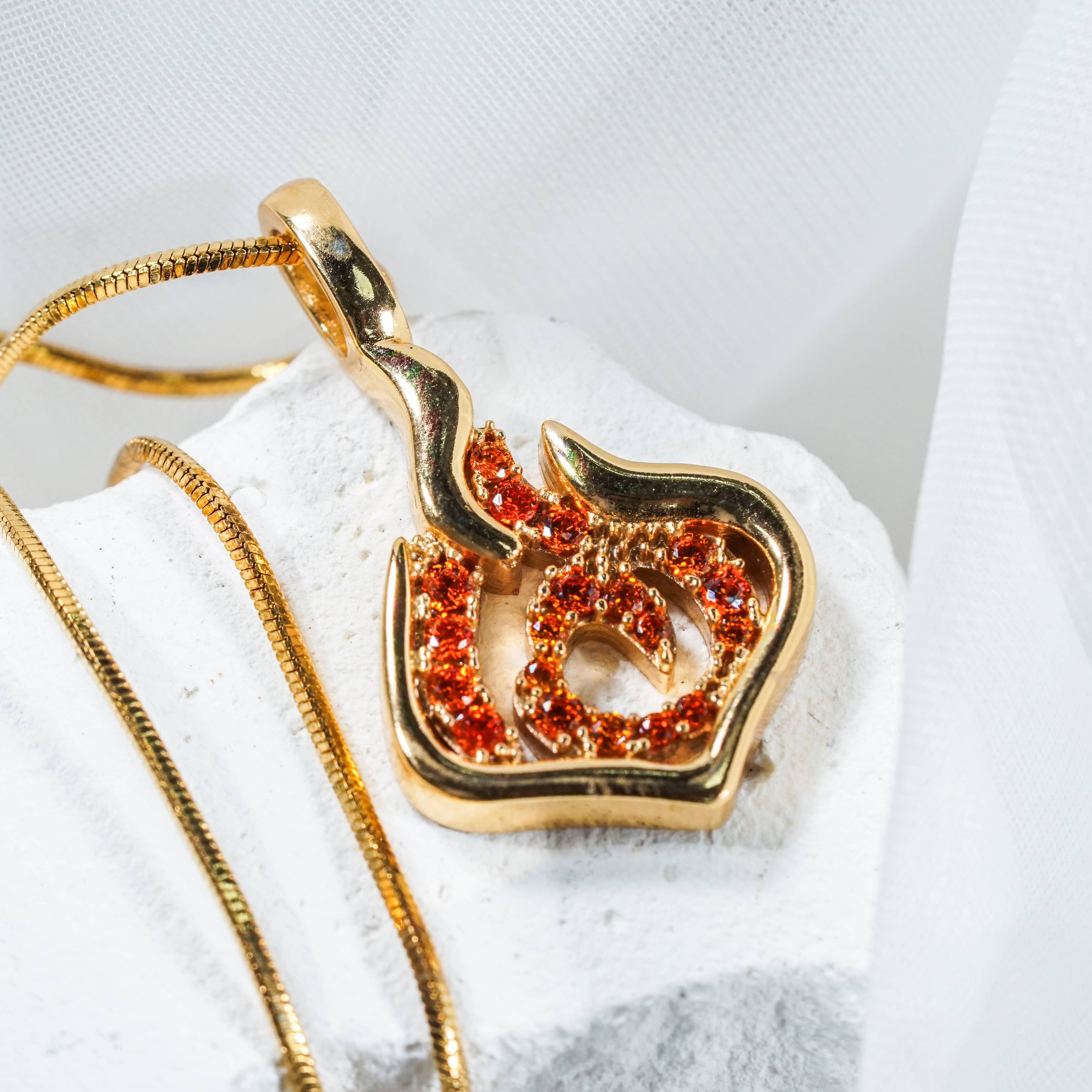 Genshin Impact Pryo Visions Pattern Custom Necklace, Handmade Sterling Silver 950/Gold Plated Signet Necklace, Element Jewelry Charm Gift 8 - EternaSilver DSC07736 - EternaSilver