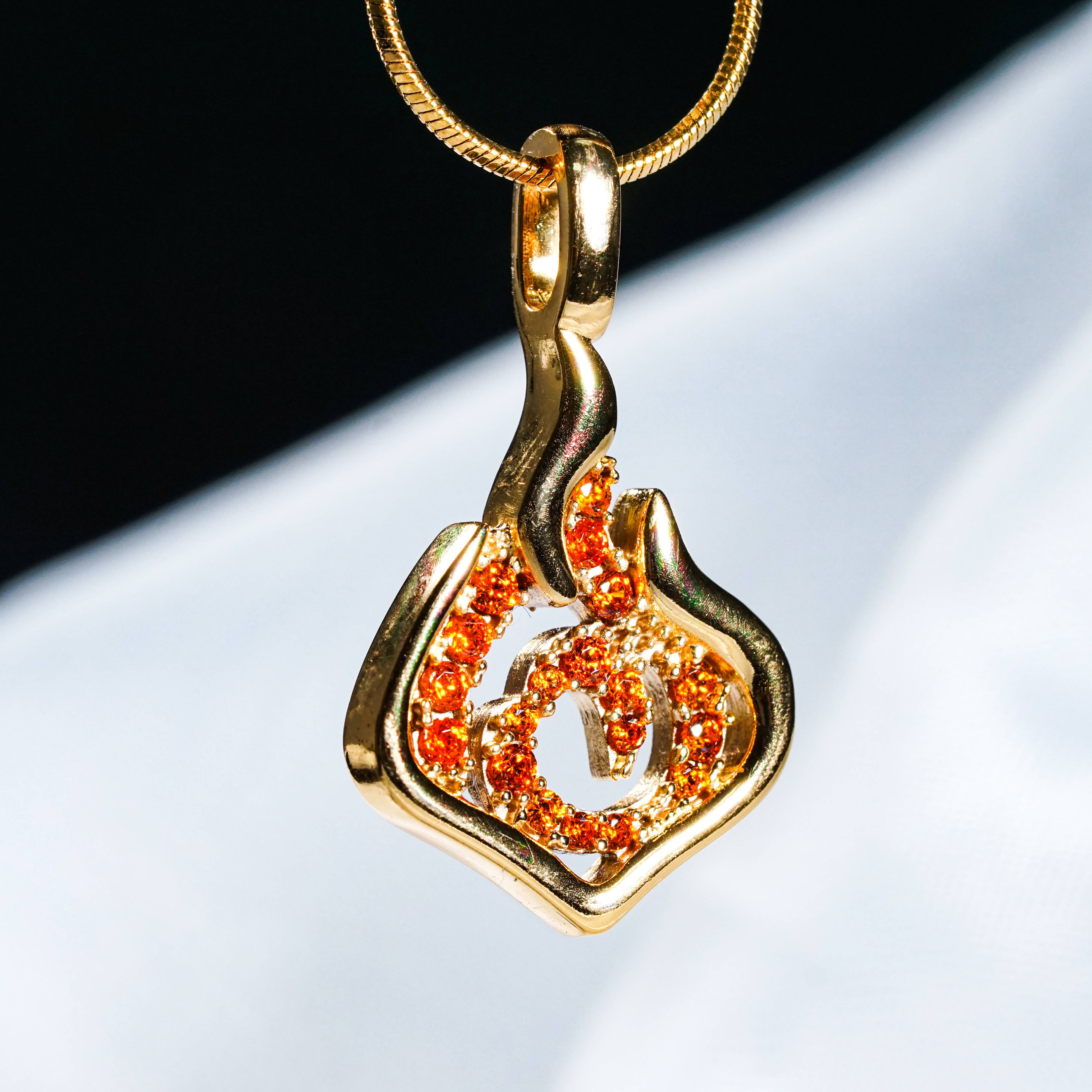 Genshin Impact Pryo Visions Pattern Custom Necklace, Handmade Sterling Silver 950/Gold Plated Signet Necklace, Element Jewelry Charm Gift 3 - EternaSilver DSC07753 - EternaSilver