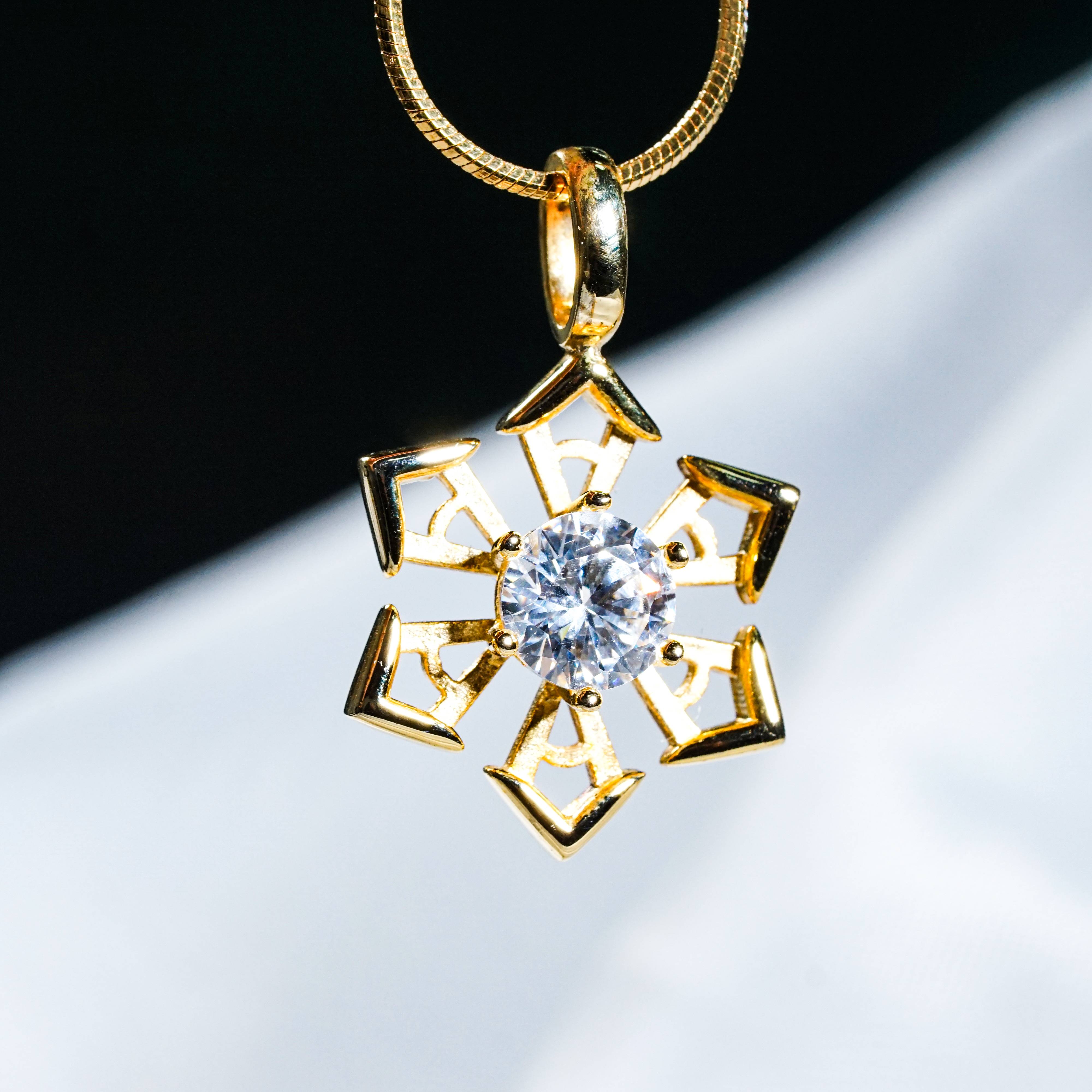 Genshin Impact Cryo Visions Pattern Custom Necklace, Handmade Sterling Silver 950/Gold Plated Signet Necklace, Element Jewelry Charm Gift 3 - EternaSilver DSC07755 - EternaSilver