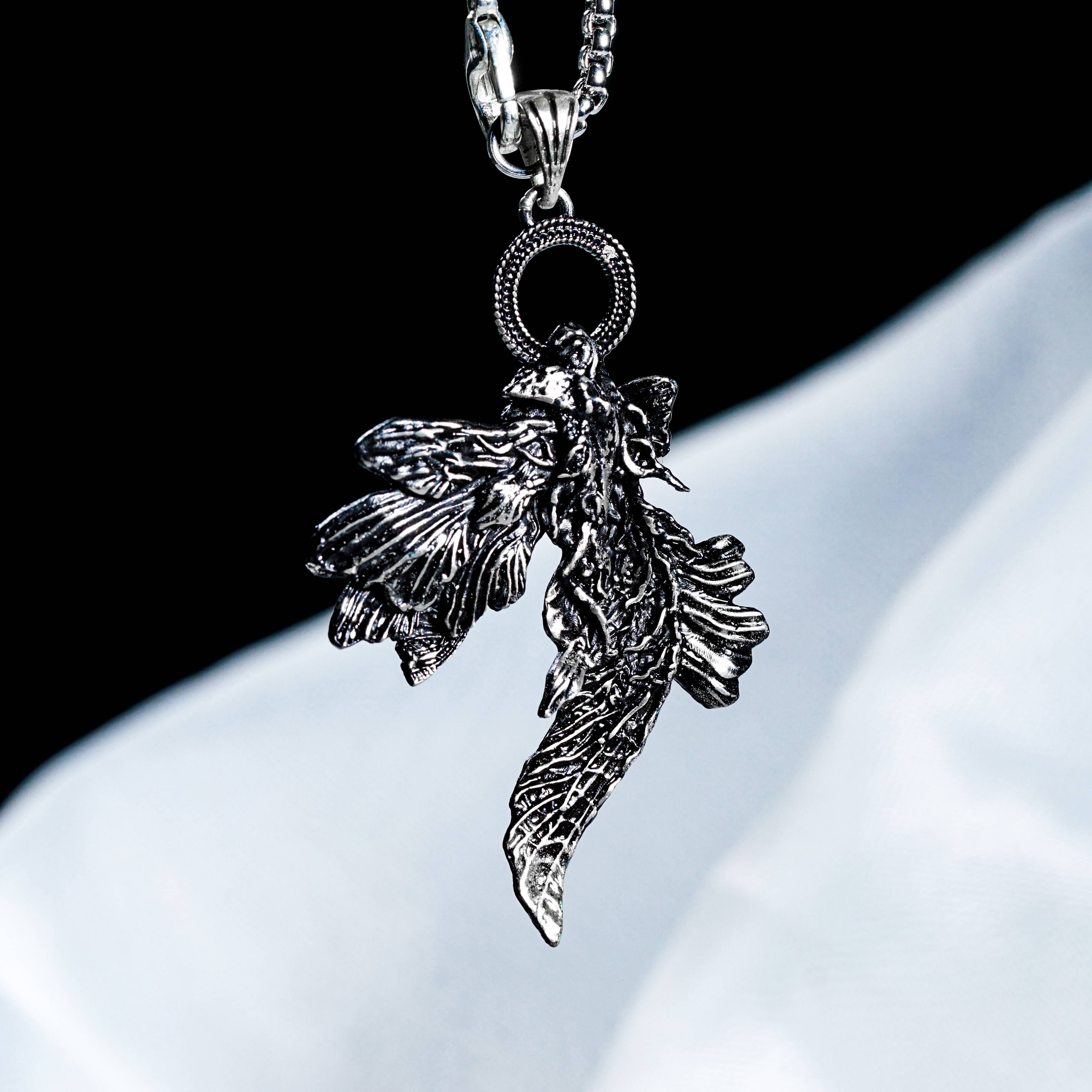 Elden Ring - Fine Crucible Feather Talisman Necklace - Handmade Silver 950 Pendant Inspired by Elden Ring