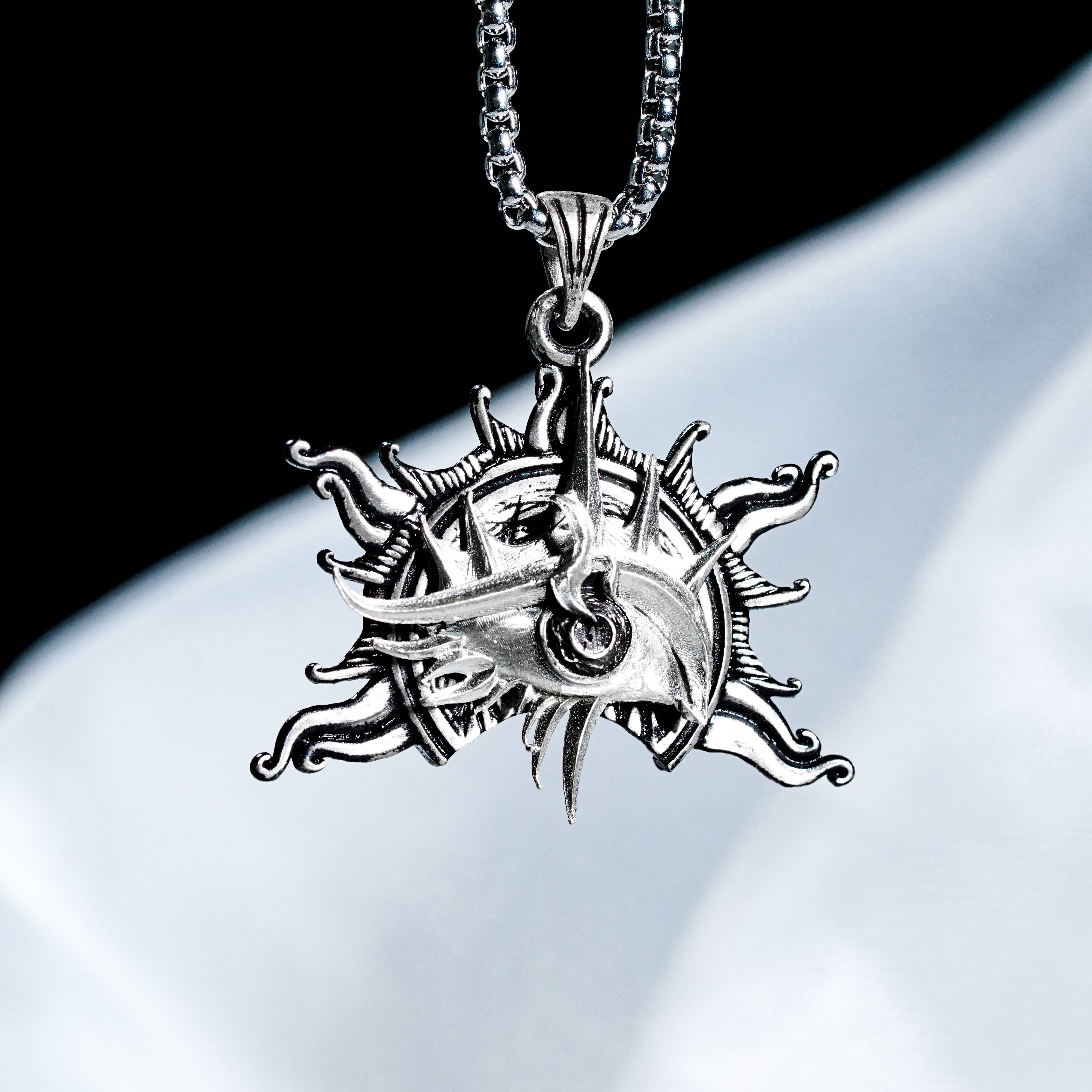 Baldur's Gate 3 Warlock Silver 950 Badge Necklace, Unique Silver Pendant Inspired by BG3, Gift for Fans of Baldur's Gate 3