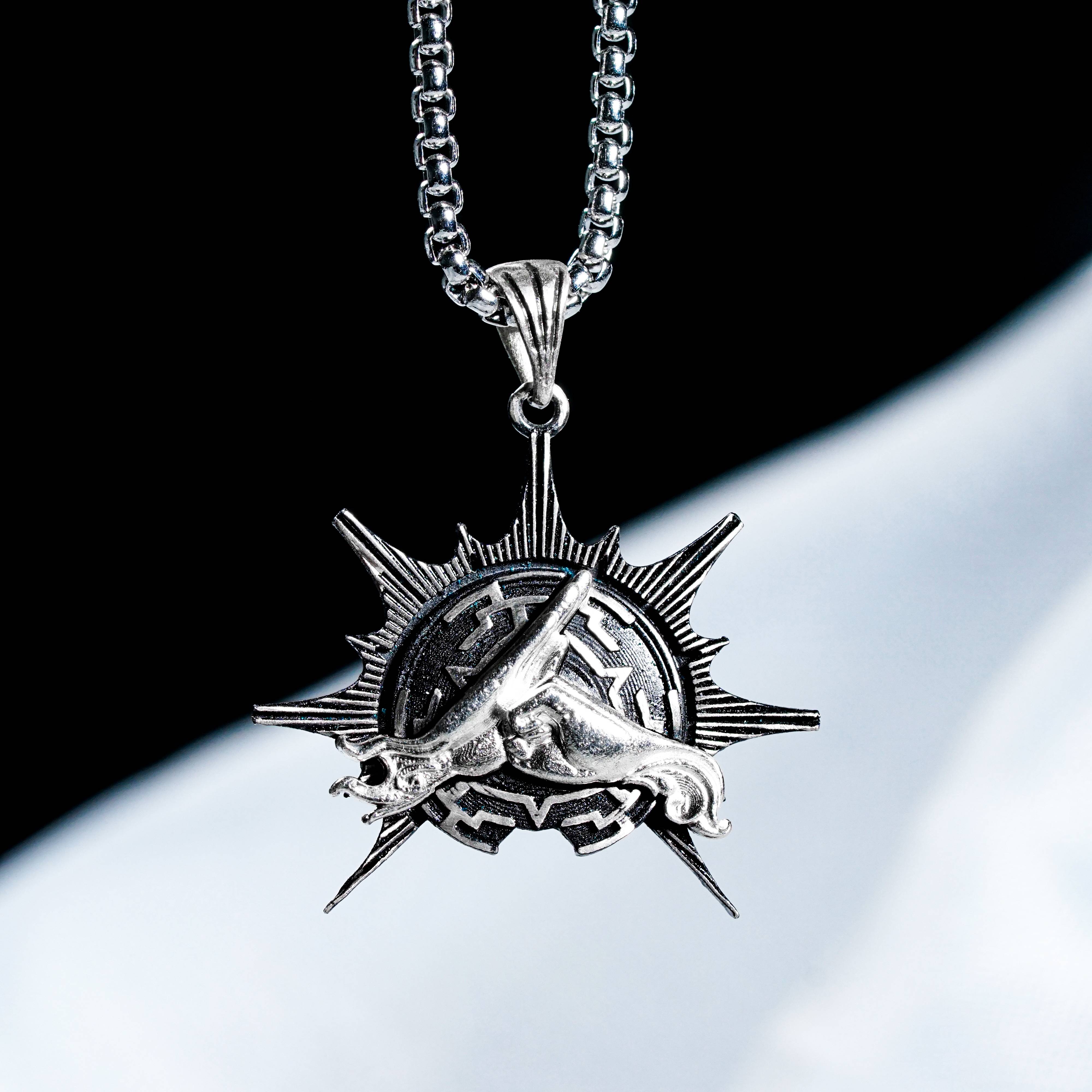 Baldur's Gate 3 Monk Silver 950 Badge Necklace, Unique Silver Pendant Inspired by BG3, Gift for Fans of Baldur's Gate 3