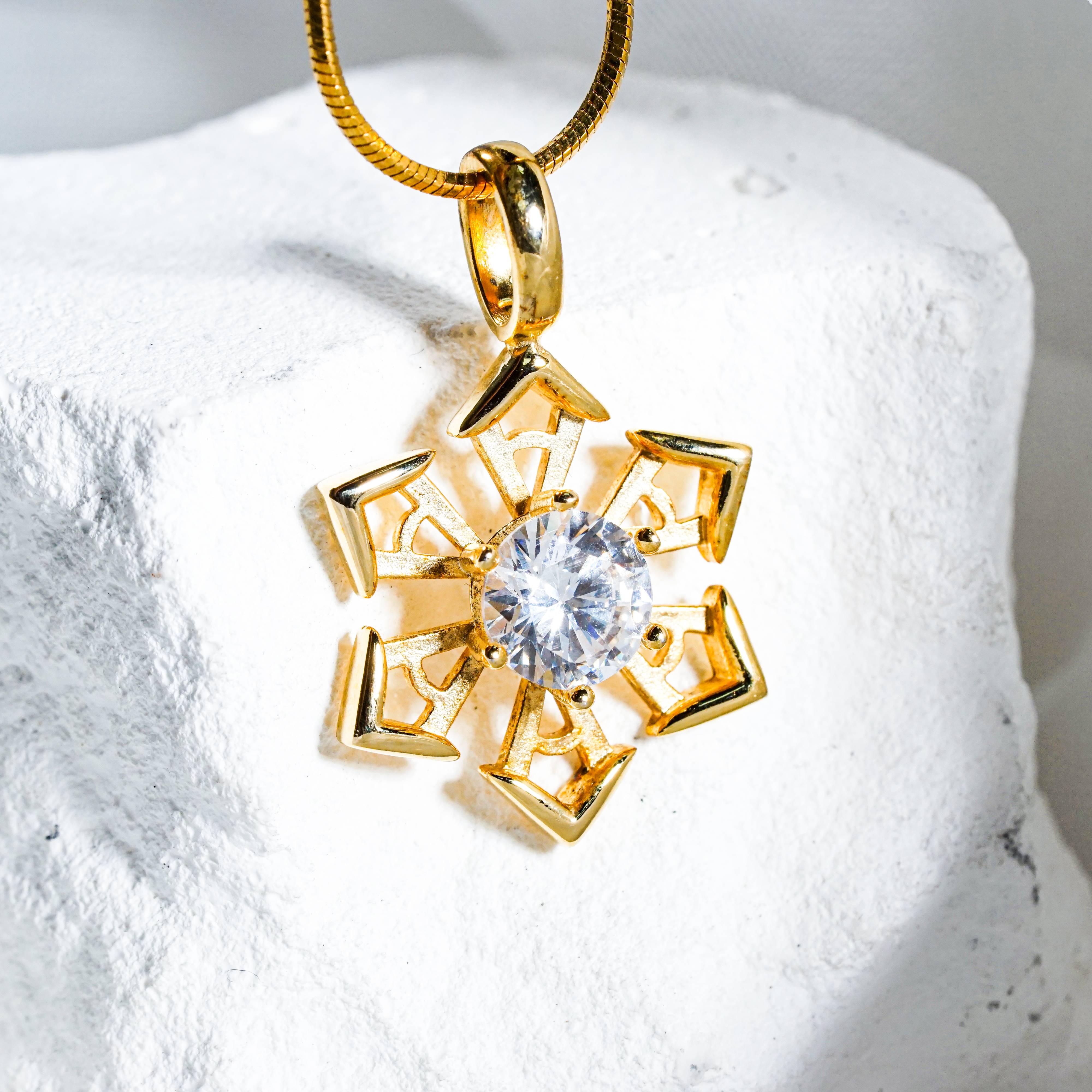 Genshin Impact Cryo Visions Pattern Custom Necklace, Handmade Sterling Silver 950/Gold Plated Signet Necklace, Element Jewelry Charm Gift