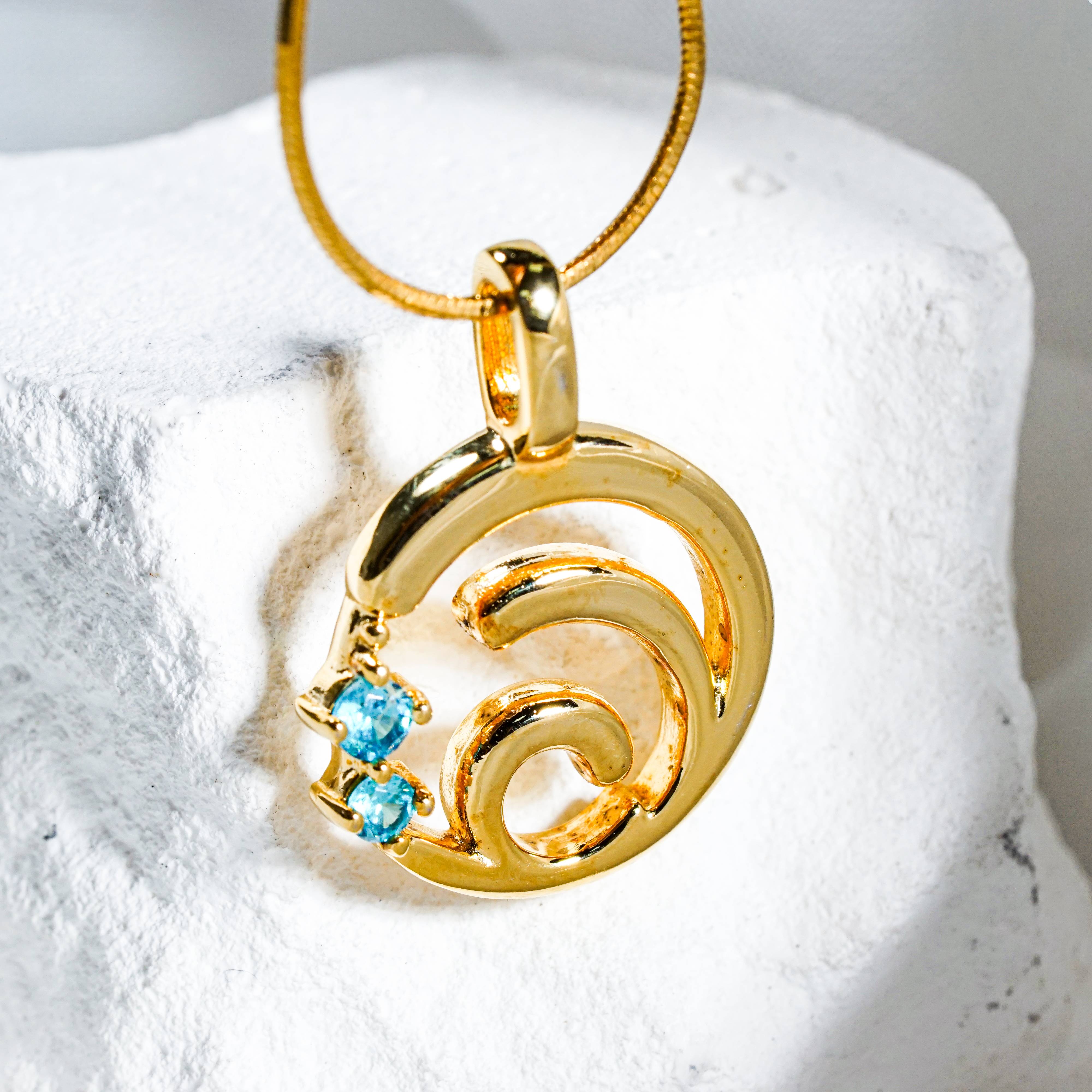 Genshin Impact Hydro Visions Pattern Custom Necklace, Handmade Sterling Silver 950/Gold Plated Signet Necklace, Element Jewelry Charm Gift