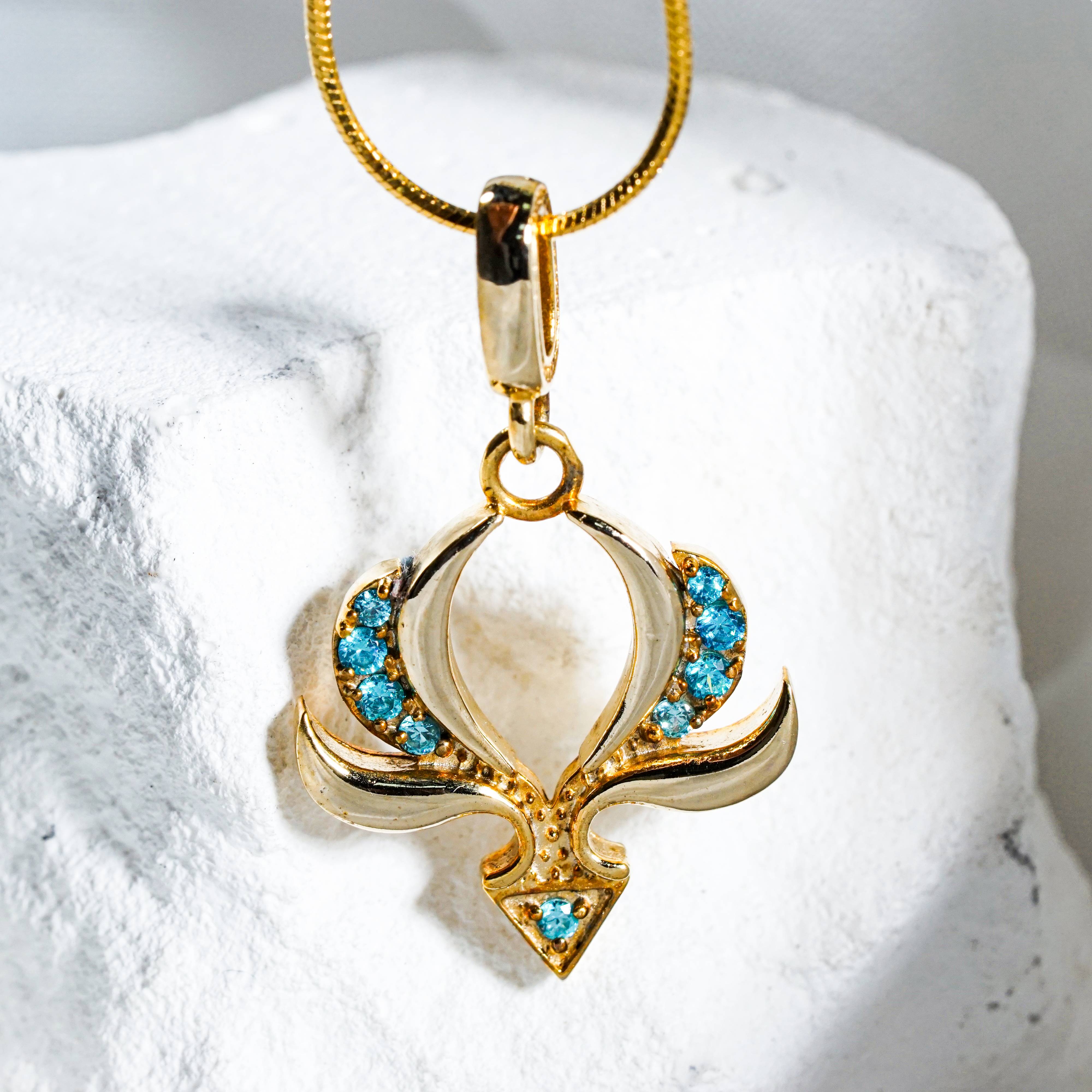 Genshin Impact Anemo Visions Pattern Custom Necklace, Handmade Sterling Silver 950/Gold Plated Signet Necklace, Element Jewelry Charm Gift