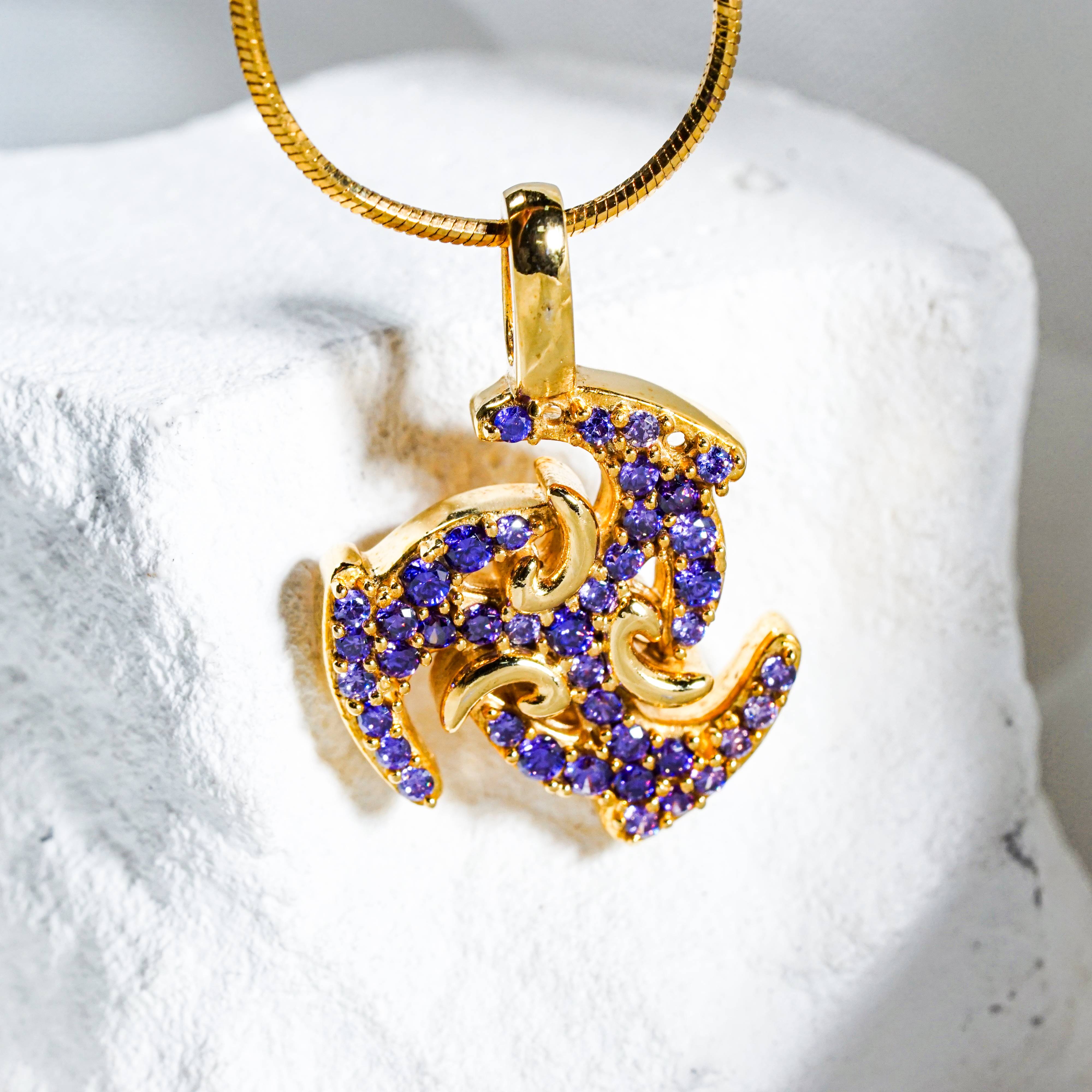 Genshin Impact Electro Visions Pattern Custom Necklace, Handmade Sterling Silver 950/Gold Plated Signet Necklace, Element Jewelry Charm Gift