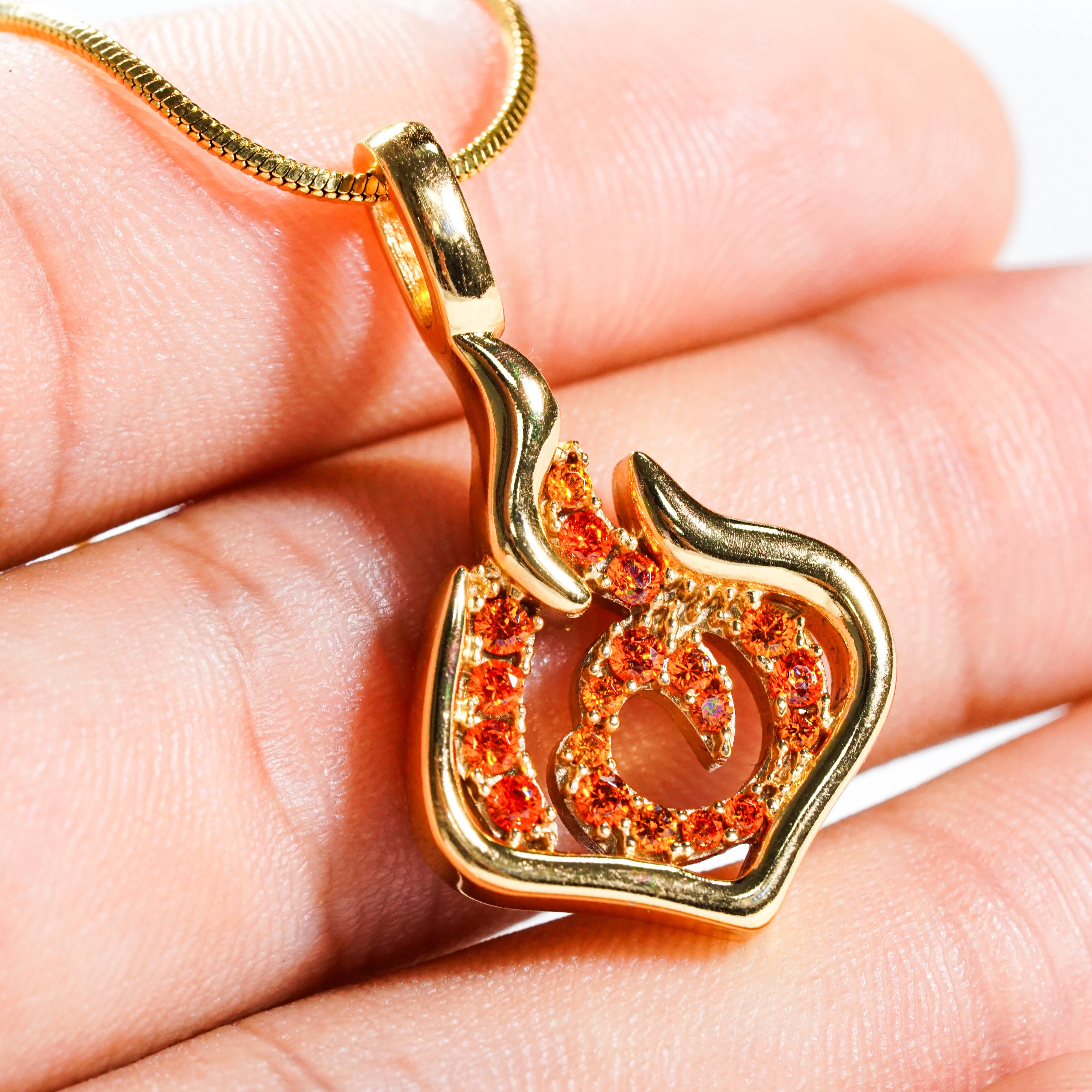Genshin Impact Pryo Visions Pattern Custom Necklace, Handmade Sterling Silver 950/Gold Plated Signet Necklace, Element Jewelry Charm Gift 7 - EternaSilver DSC07822 - EternaSilver