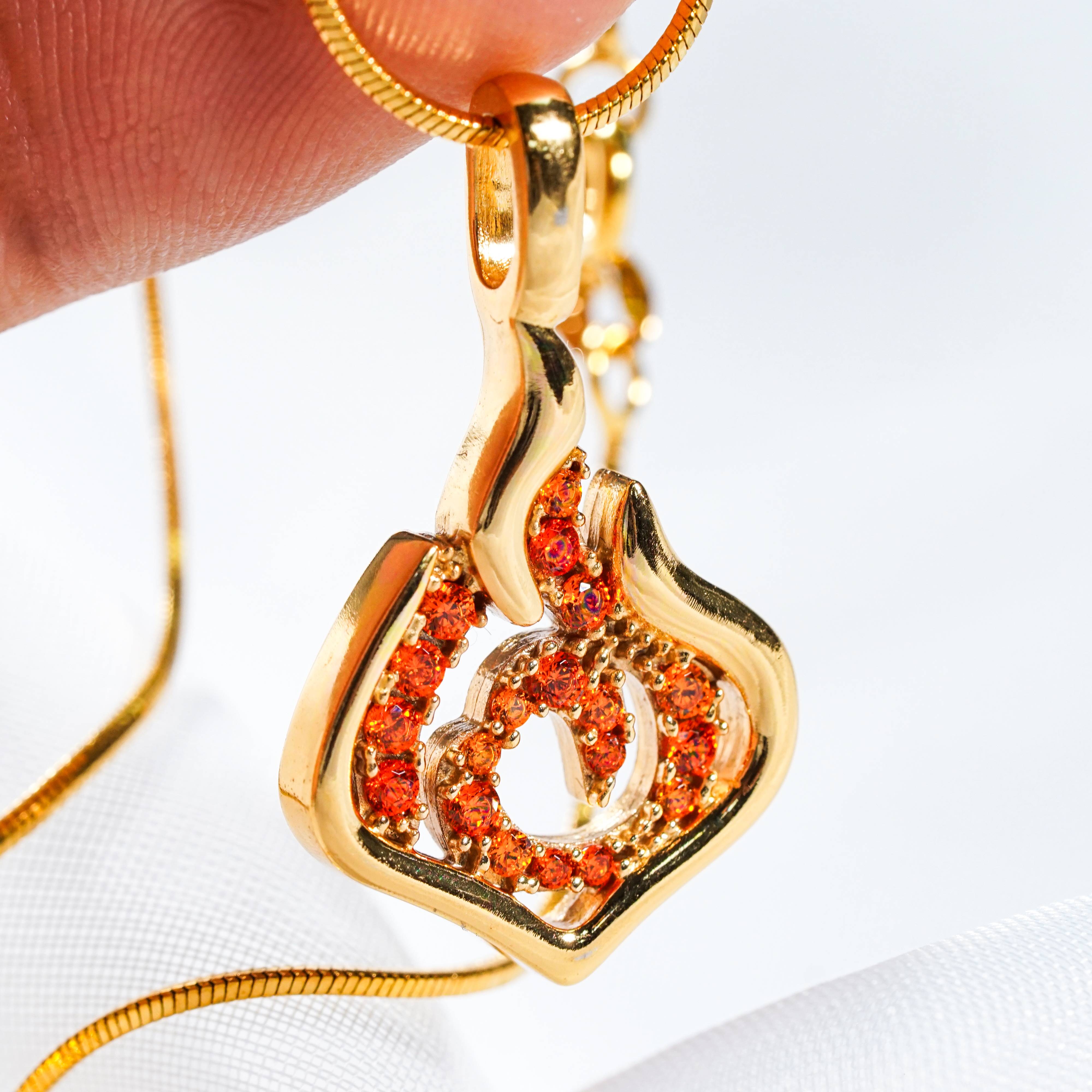 Genshin Impact Pryo Visions Pattern Custom Necklace, Handmade Sterling Silver 950/Gold Plated Signet Necklace, Element Jewelry Charm Gift 5 - EternaSilver DSC07824 - EternaSilver