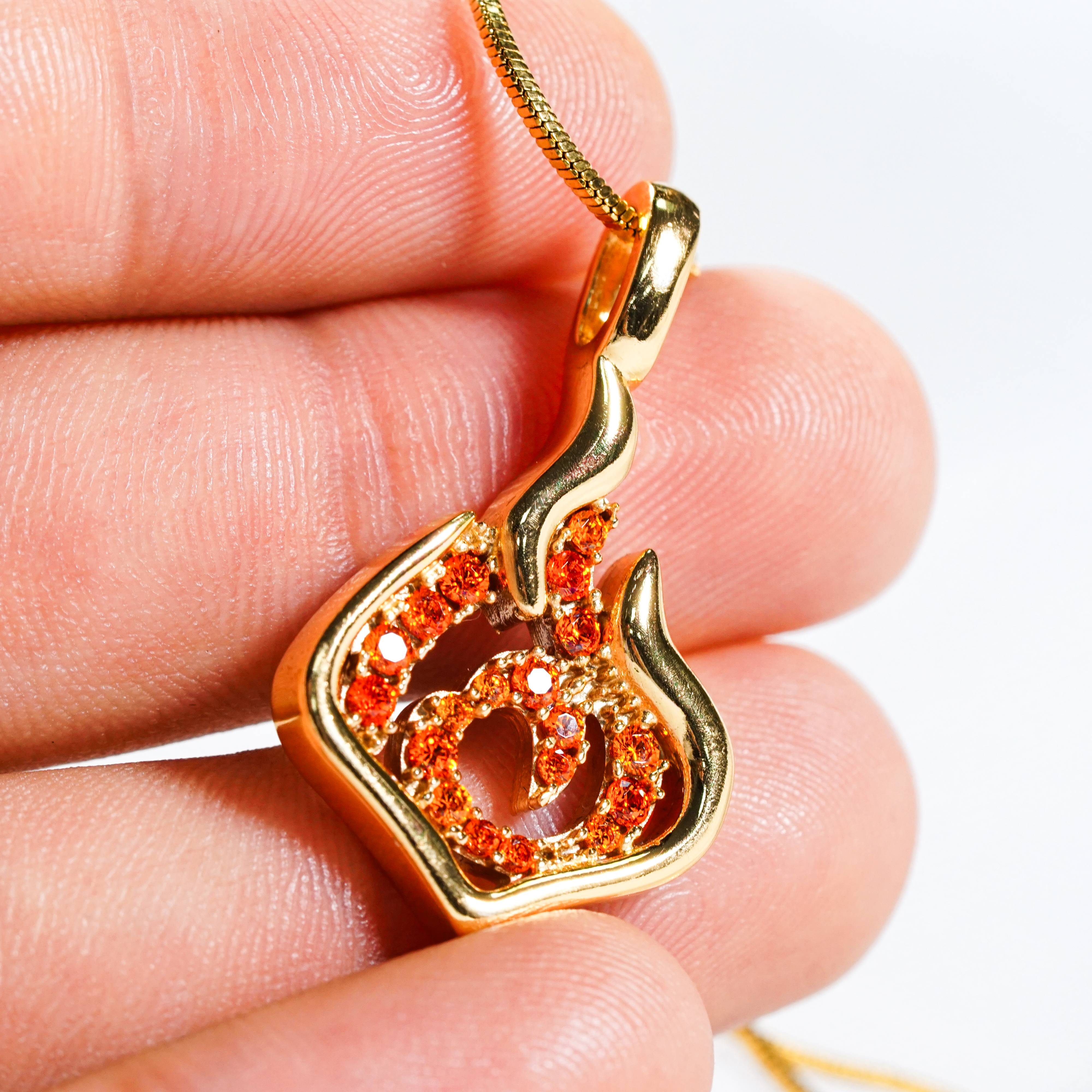 Genshin Impact Pryo Visions Pattern Custom Necklace, Handmade Sterling Silver 950/Gold Plated Signet Necklace, Element Jewelry Charm Gift 4 - EternaSilver DSC07825 - EternaSilver