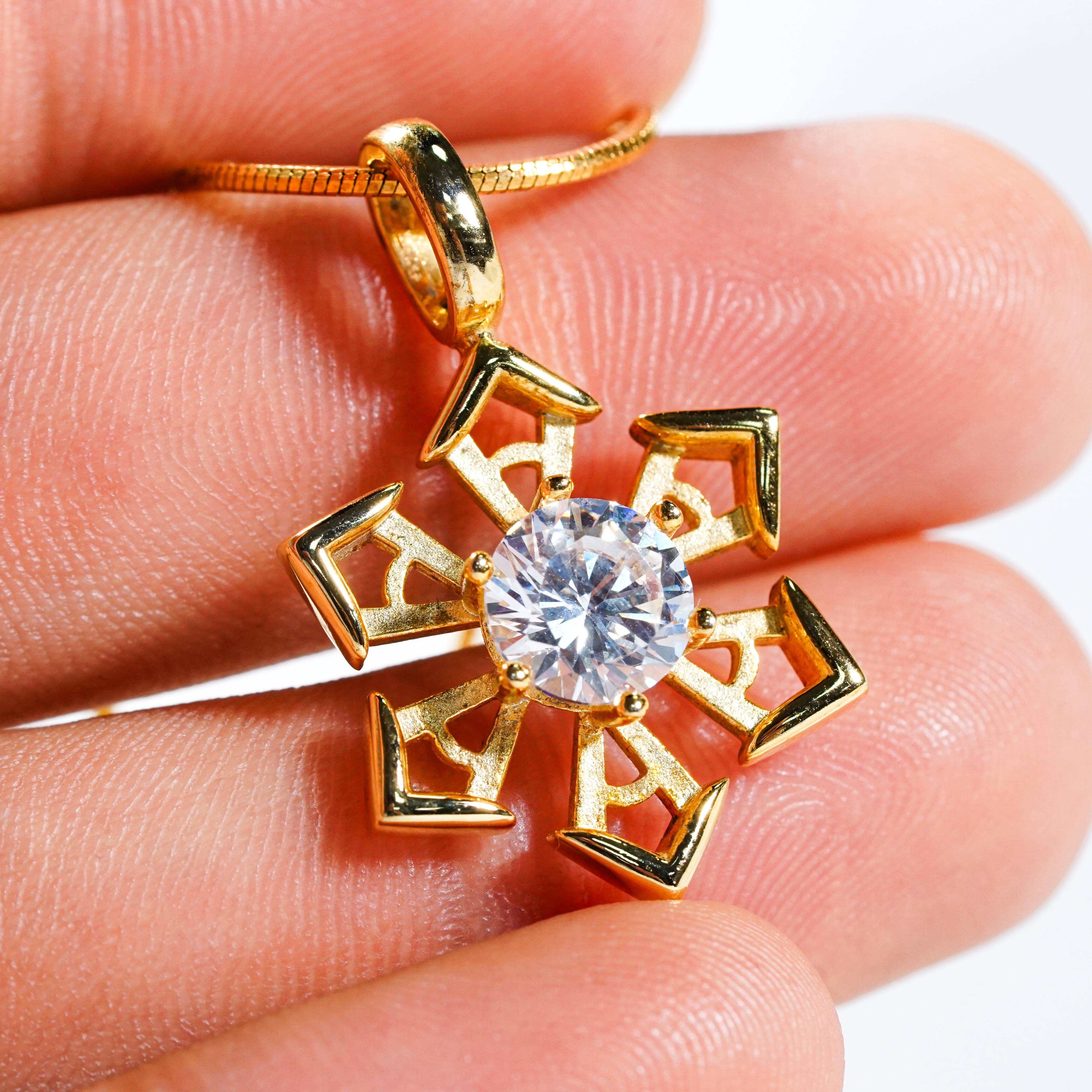 Genshin Impact Cryo Visions Pattern Custom Necklace, Handmade Sterling Silver 950/Gold Plated Signet Necklace, Element Jewelry Charm Gift 4 - EternaSilver DSC07826 - EternaSilver