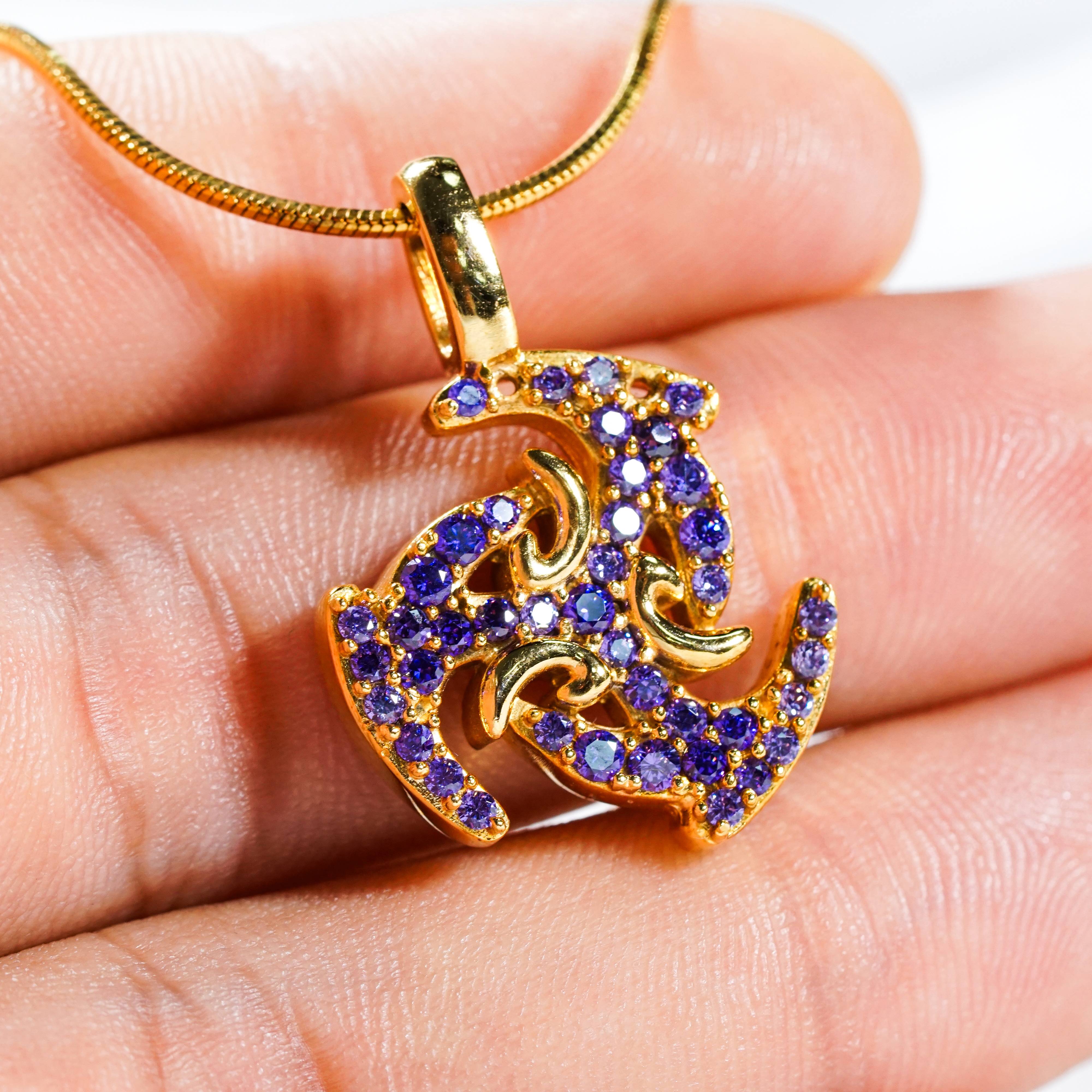 Genshin Impact Electro Visions Pattern Custom Necklace, Handmade Sterling Silver 950/Gold Plated Signet Necklace, Element Jewelry Charm Gift 7 - EternaSilver DSC07830 - EternaSilver