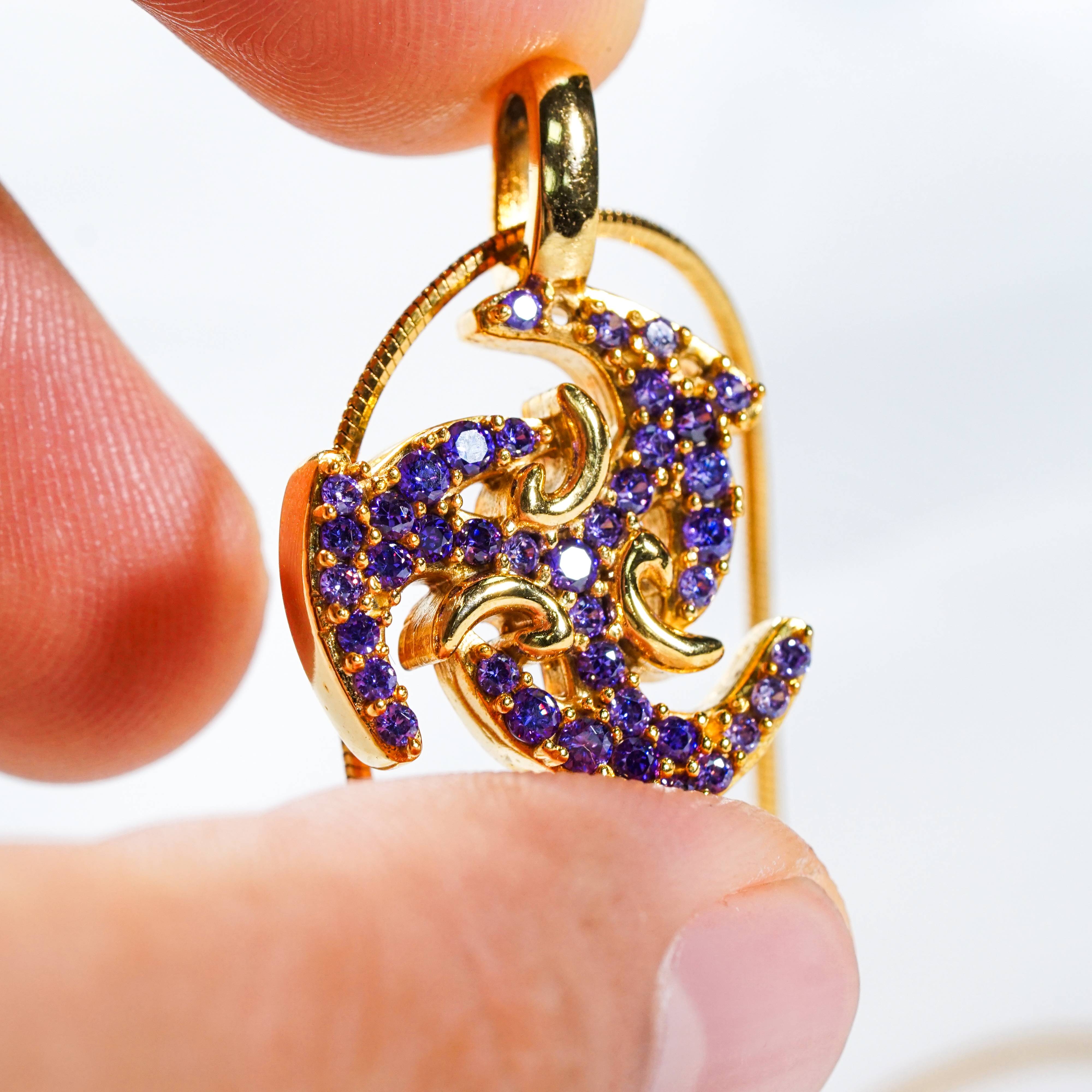 Genshin Impact Electro Visions Pattern Custom Necklace, Handmade Sterling Silver 950/Gold Plated Signet Necklace, Element Jewelry Charm Gift 5 - EternaSilver DSC07832 - EternaSilver