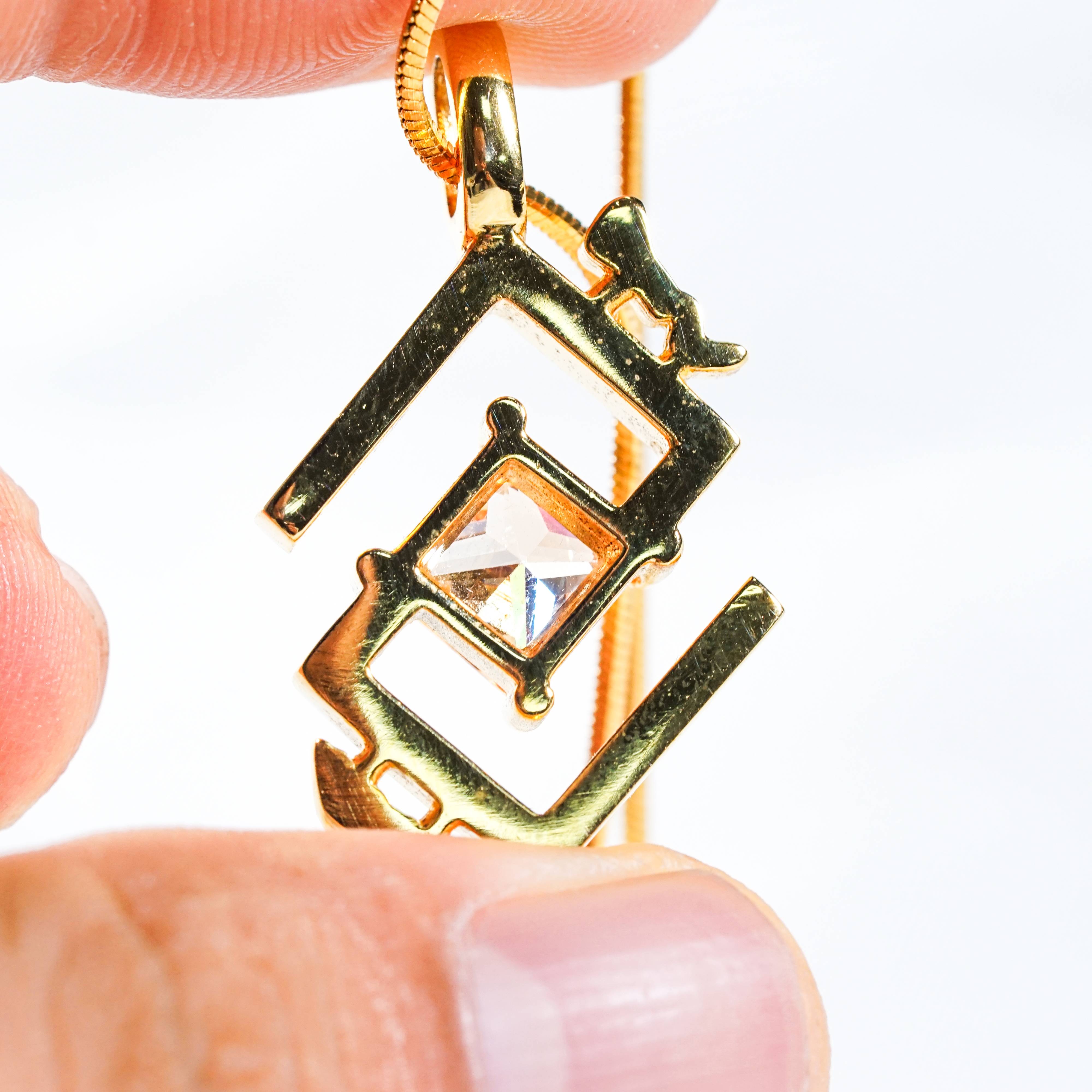 Genshin Impact Geo Visions Pattern Custom Necklace, Handmade Sterling Silver 950/Gold Plated Signet Necklace, Element Jewelry Charm Gift 4 - EternaSilver DSC07837 - EternaSilver
