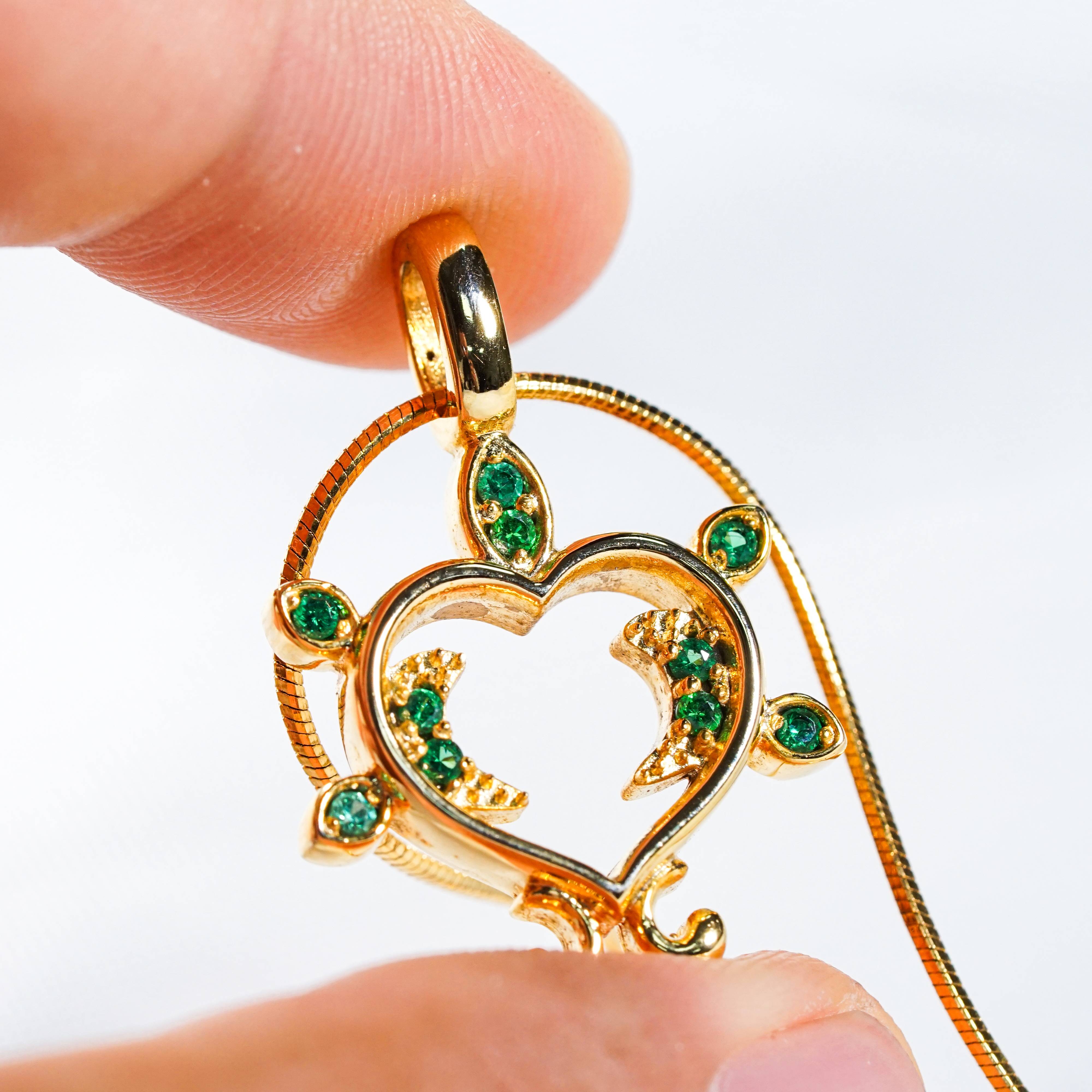 Genshin Impact Dendro Visions Pattern Custom Necklace, Handmade Sterling Silver 950/Gold Plated Signet Necklace, Element Jewelry Charm Gift 5 - EternaSilver DSC07841 - EternaSilver