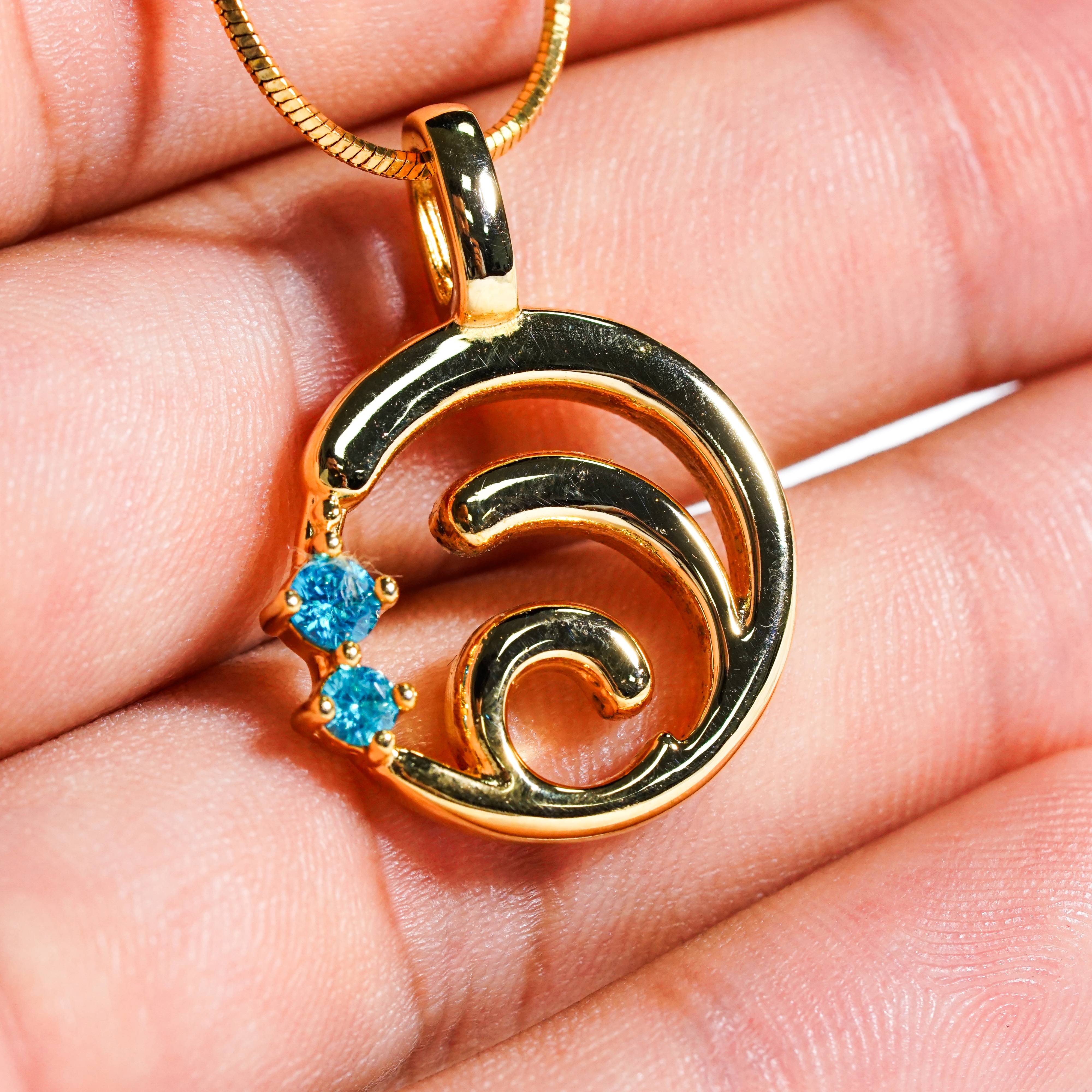 Genshin Impact Hydro Visions Pattern Custom Necklace, Handmade Sterling Silver 950/Gold Plated Signet Necklace, Element Jewelry Charm Gift 6 - EternaSilver DSC07848 - EternaSilver