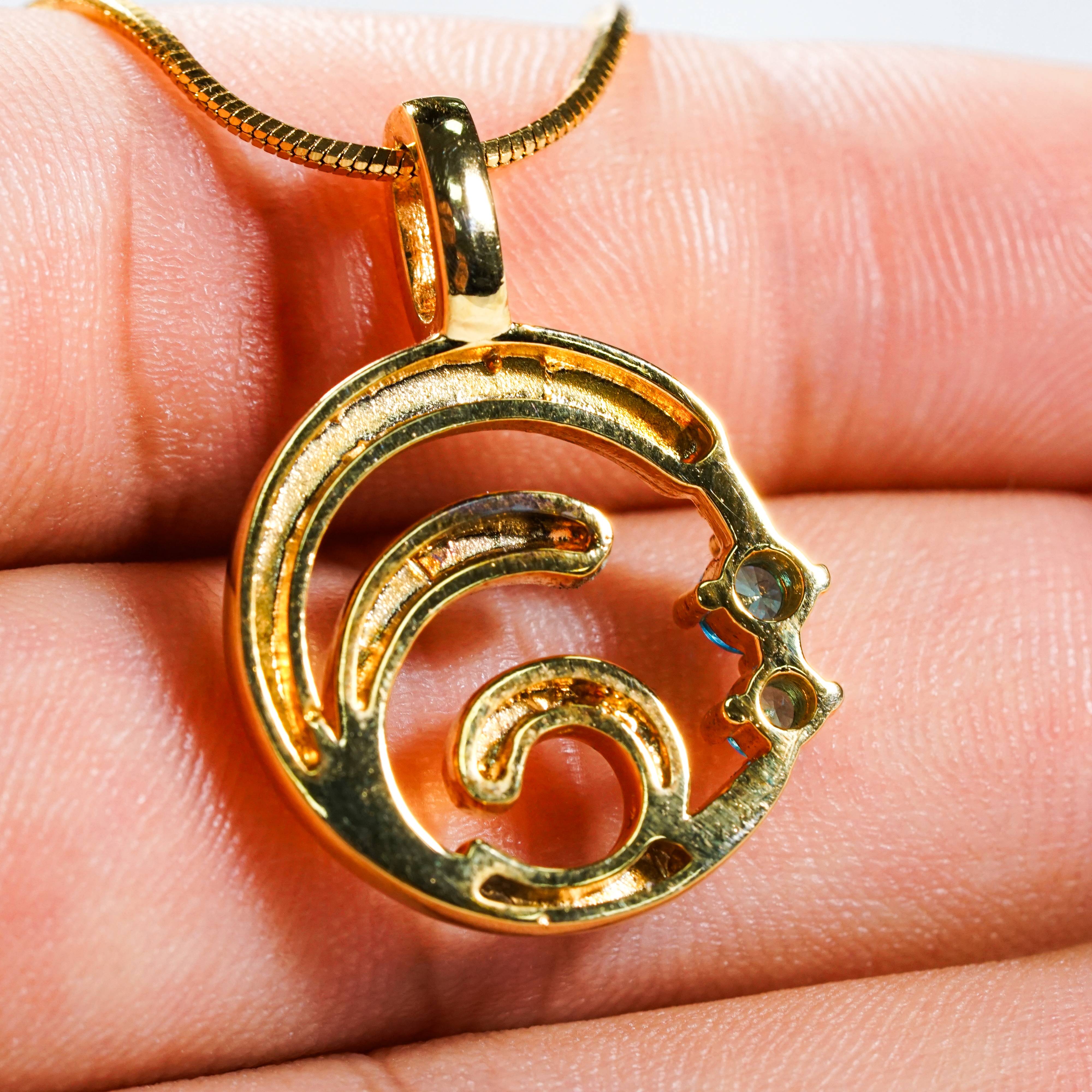 Genshin Impact Hydro Visions Pattern Custom Necklace, Handmade Sterling Silver 950/Gold Plated Signet Necklace, Element Jewelry Charm Gift 5 - EternaSilver DSC07849 - EternaSilver