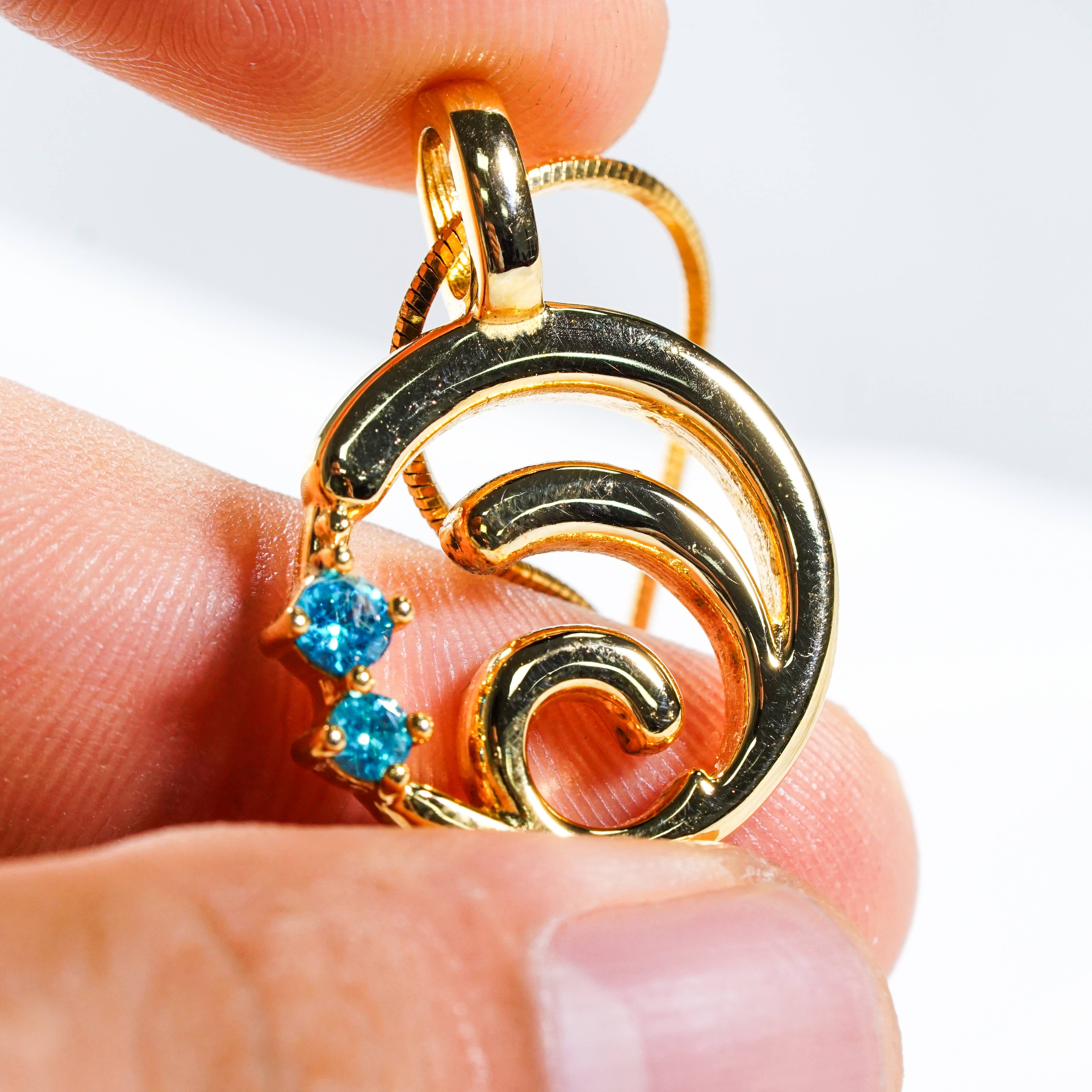 Genshin Impact Hydro Visions Pattern Custom Necklace, Handmade Sterling Silver 950/Gold Plated Signet Necklace, Element Jewelry Charm Gift 4 - EternaSilver DSC07850 - EternaSilver