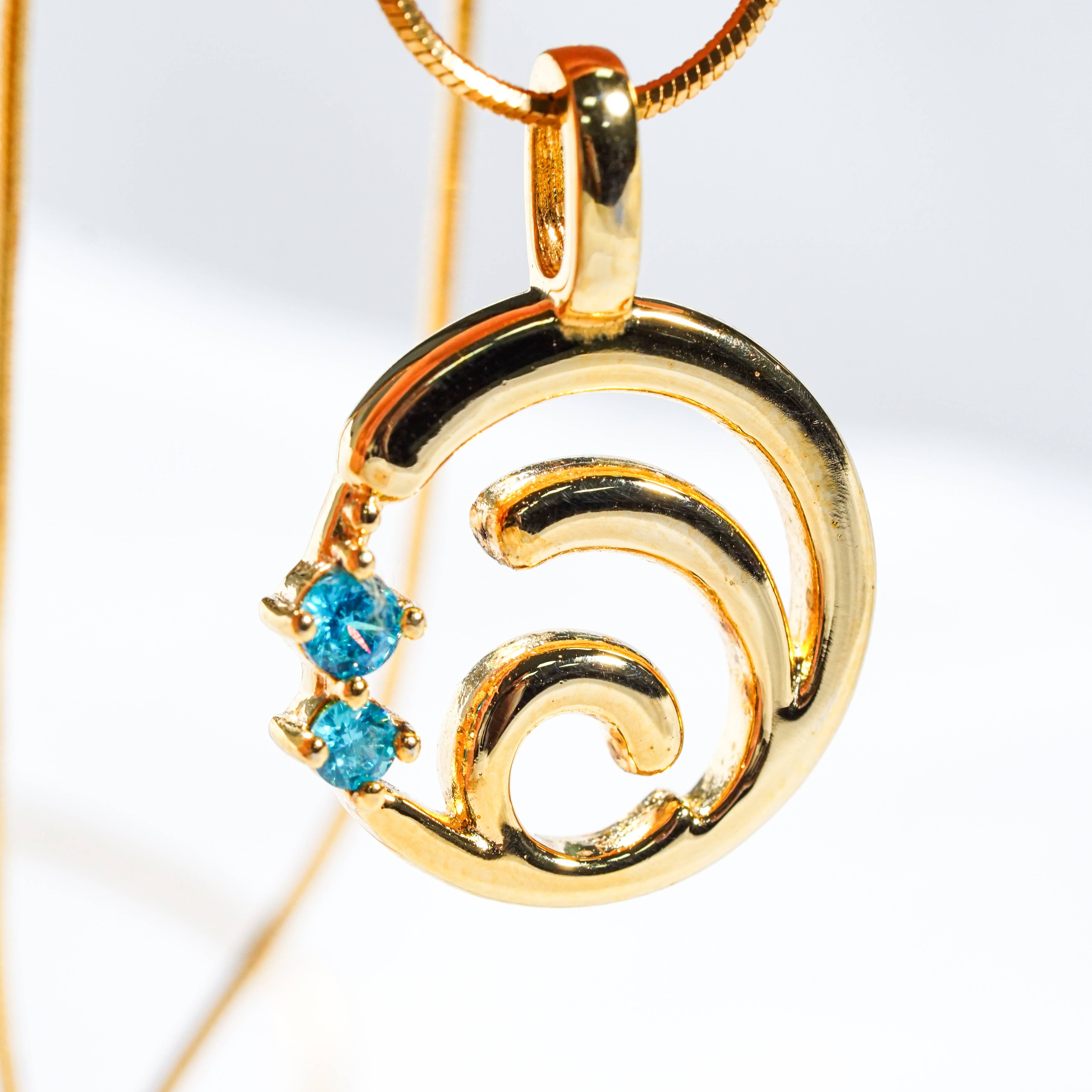 Genshin Impact Hydro Visions Pattern Custom Necklace, Handmade Sterling Silver 950/Gold Plated Signet Necklace, Element Jewelry Charm Gift 7 - EternaSilver DSC07851 - EternaSilver