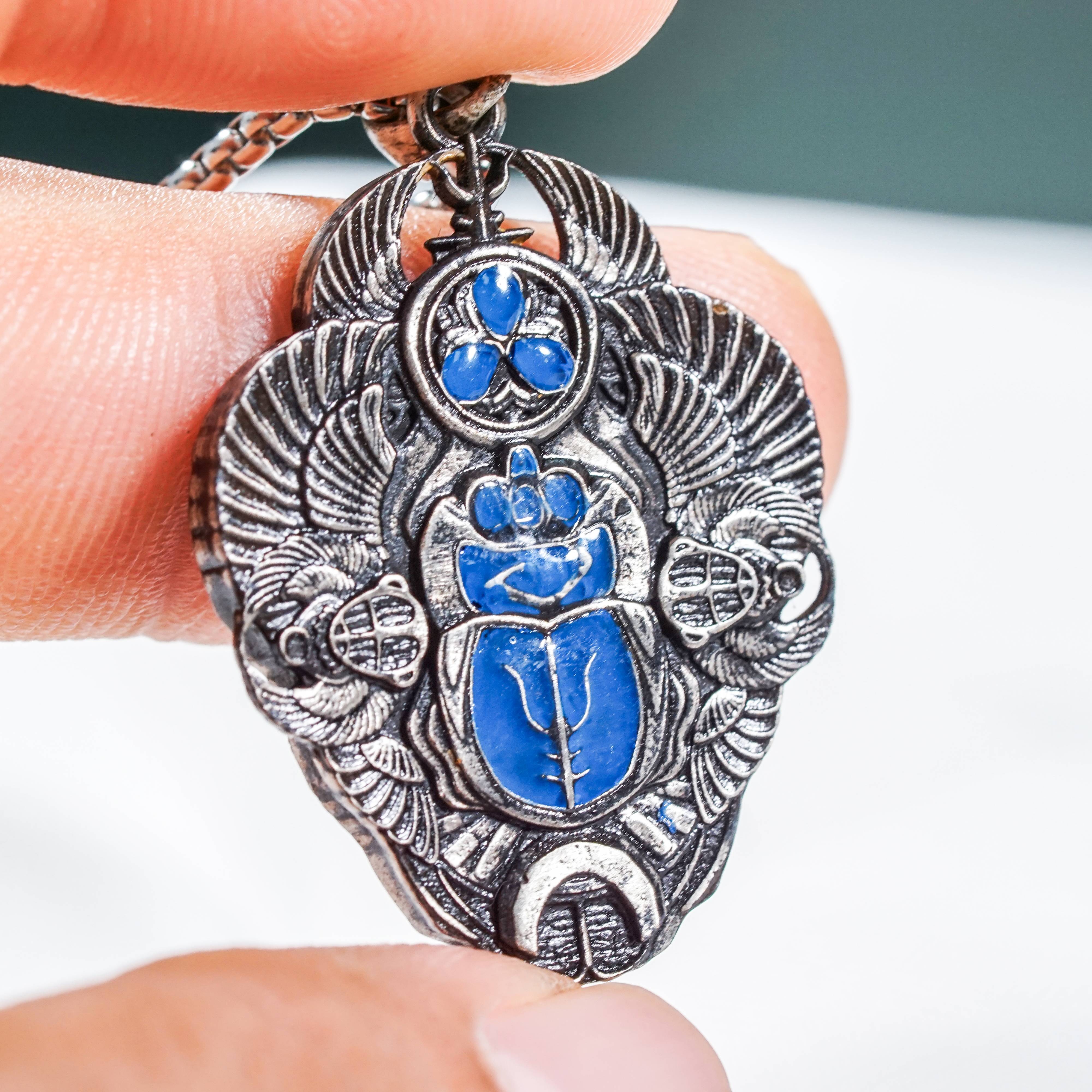 Baldur's Gate 3 Scarab of Protection Amulet Handmade Silver 950, Baldur's Gate 3 Necklace, Scarab Pendant 4 - EternaSilver DSC07985 - EternaSilver