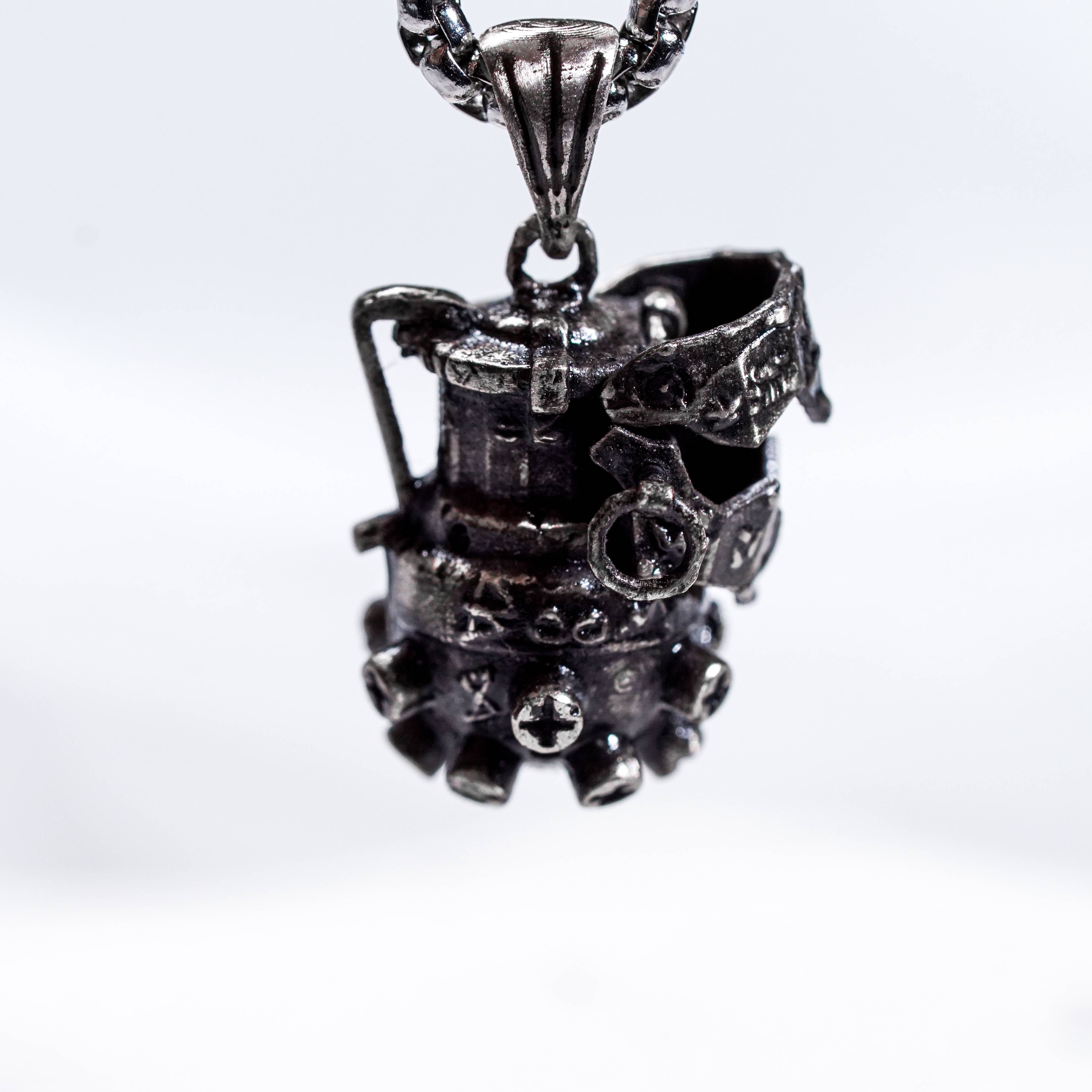 LOL Arcane Jewelry, Jinx Chomper Necklace, Jinx Graffiti Pendant, Powder Jewelry, Handmade 950 Silver Necklace