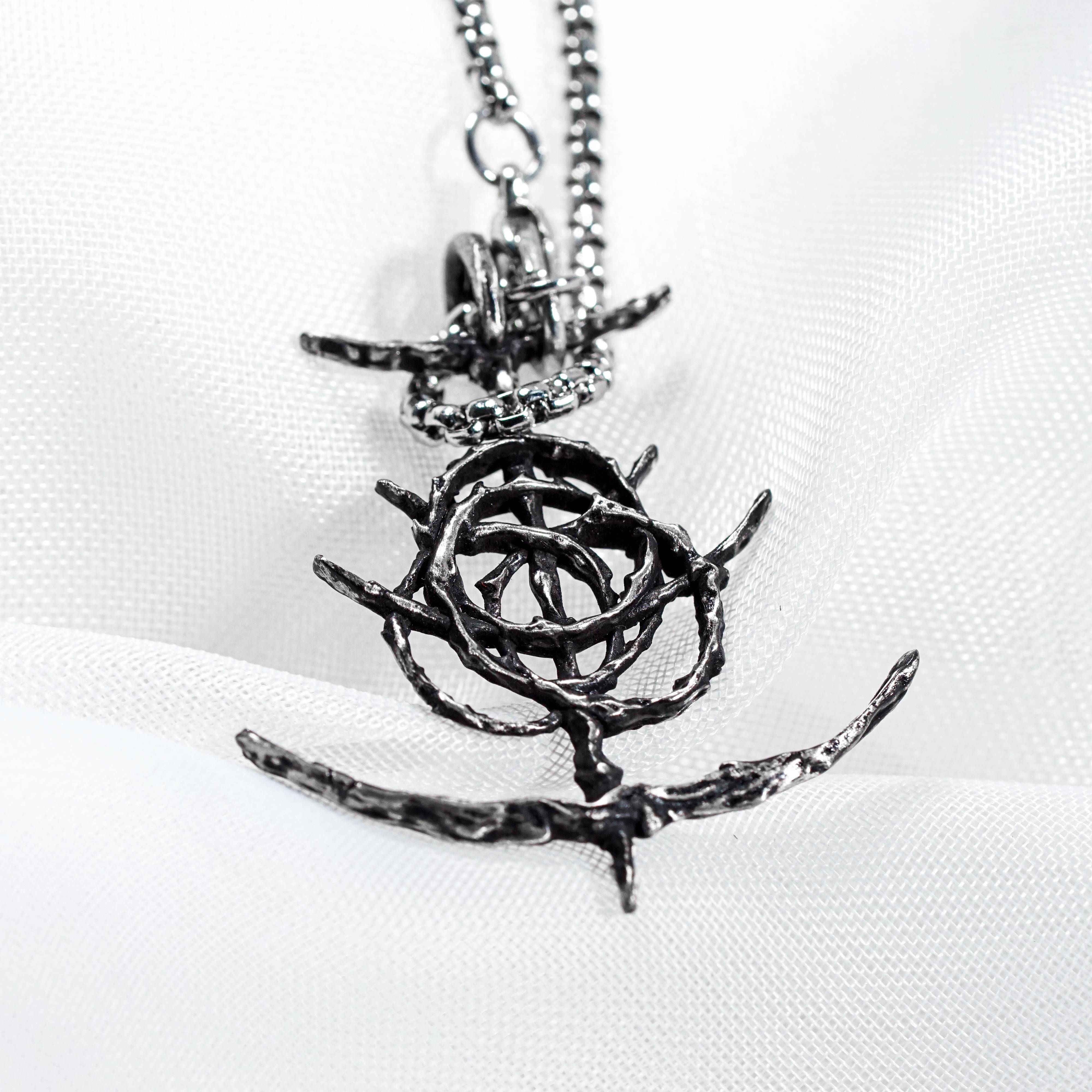 Elden Ring Logo Necklace, Handmade Silver 950 or 14K Gold Plated Pendant, Fantasy RPG Jewelry, Gift for Gamers & Collectors 4 - EternaSilver DSC08410 - EternaSilver