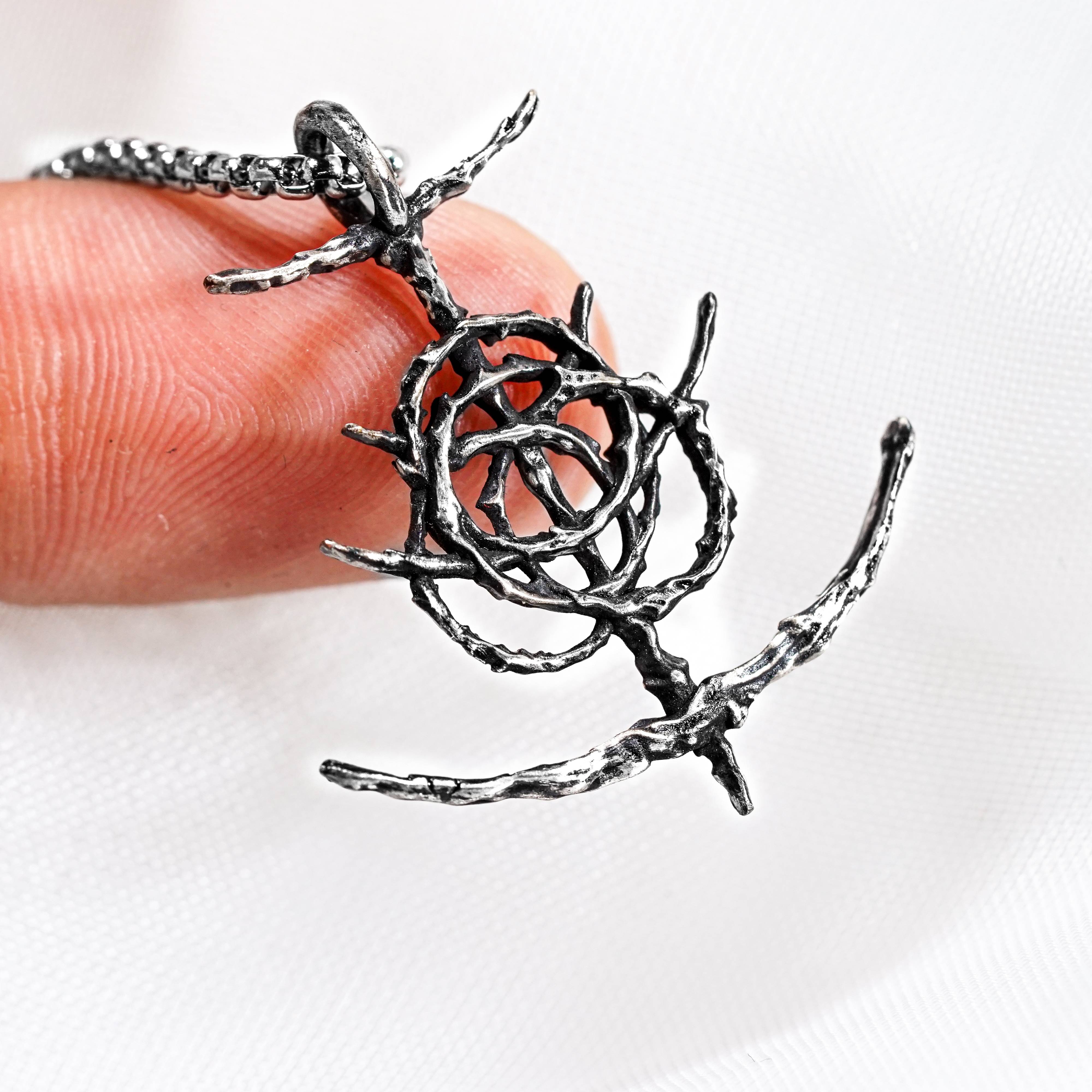 Elden Ring Logo Necklace, Handmade Silver 950 or 14K Gold Plated Pendant, Fantasy RPG Jewelry, Gift for Gamers & Collectors 13 - EternaSilver DSC08419 - EternaSilver