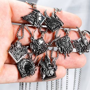 Final Fantasy XVI - Silver 950 Handmade Eikons Necklace, FFXVI Dominant Logo Jewelry, Ifrit Bahamut Pendant, Fanmade Final Fantasy XVI Gift for Gamers