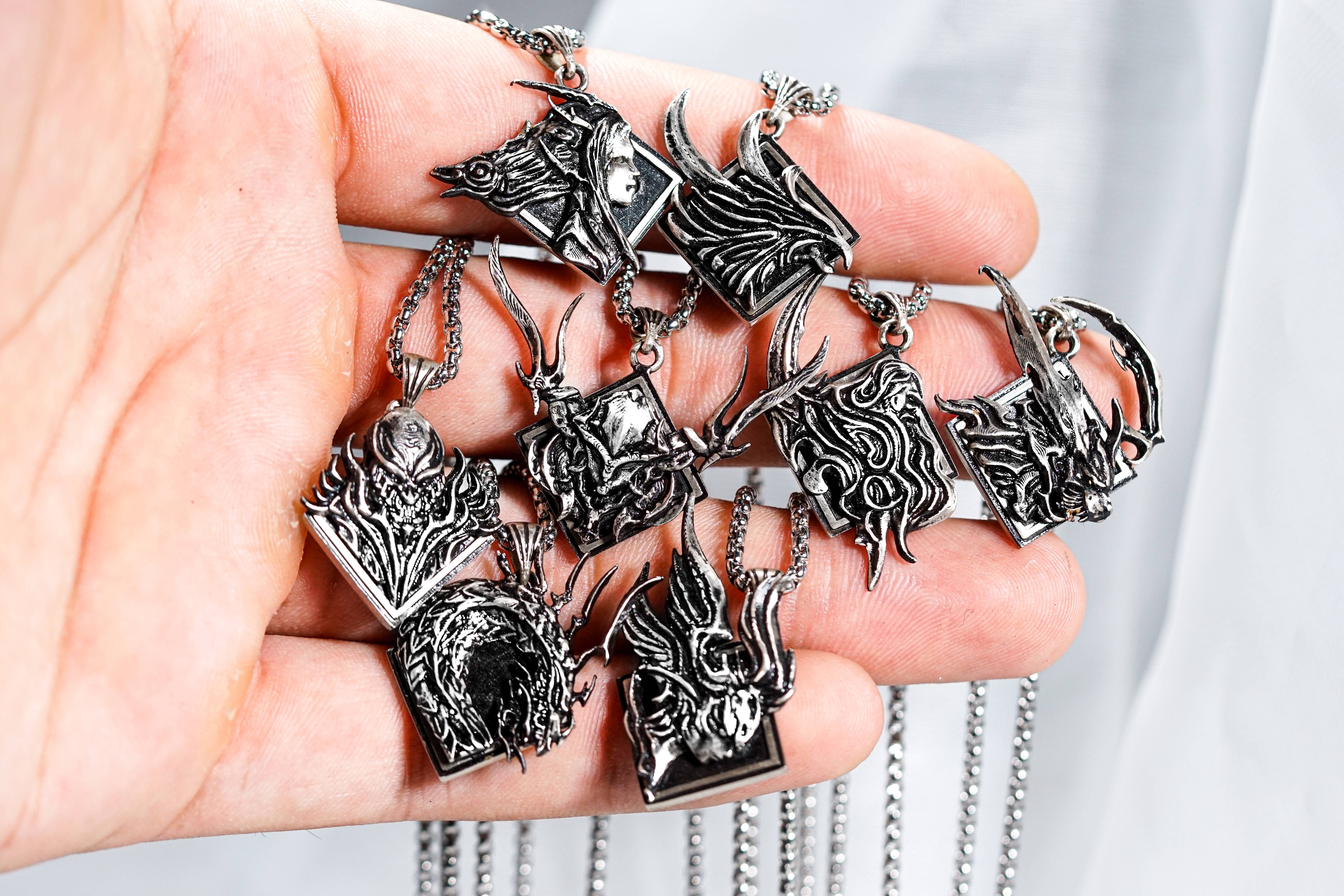 Final Fantasy XVI - Silver 950 Handmade Eikons Necklace, FFXVI Dominant Logo Jewelry, Ifrit Bahamut Pendant, Fanmade Final Fantasy XVI Gift for Gamers