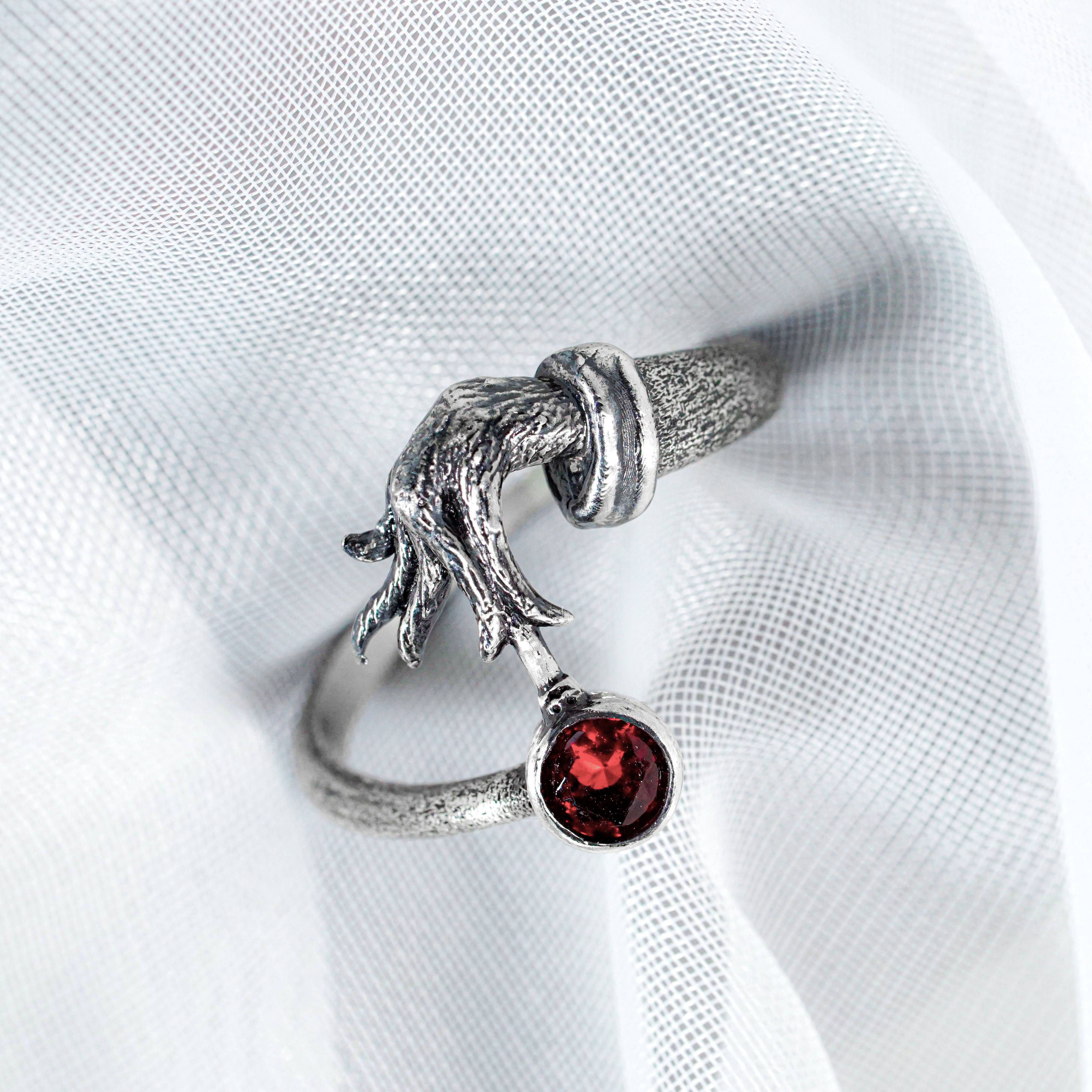 Grinch Christmas Hand Ring, Holiday Jewelry Handmade Silver 950, The Grinch Ring, Halloween Jewelry, Christmas Gift 3 - EternaSilver DSC08612 - EternaSilver