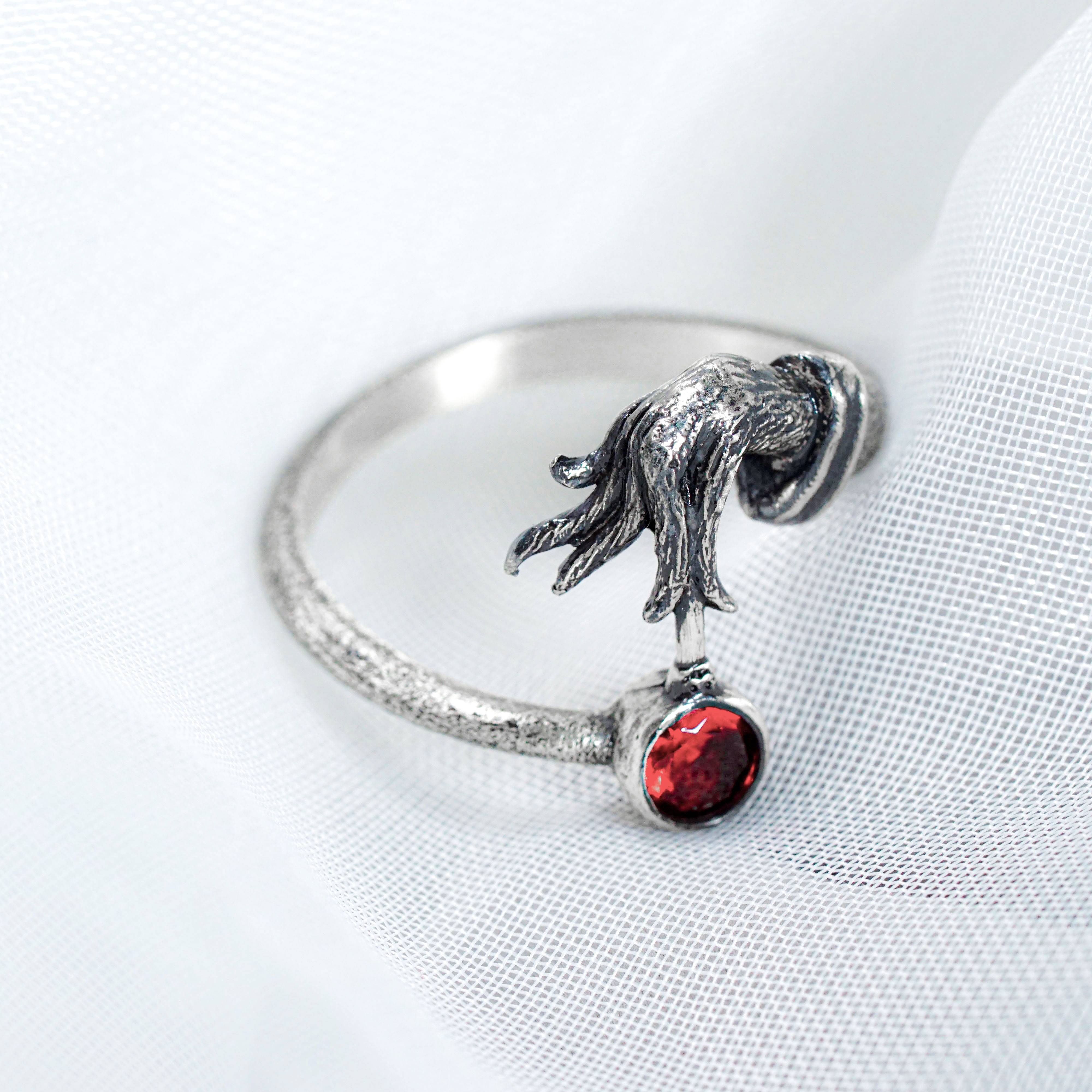Grinch Christmas Hand Ring, Holiday Jewelry Handmade Silver 950, The Grinch Ring, Halloween Jewelry, Christmas Gift 6 - EternaSilver DSC08623 - EternaSilver