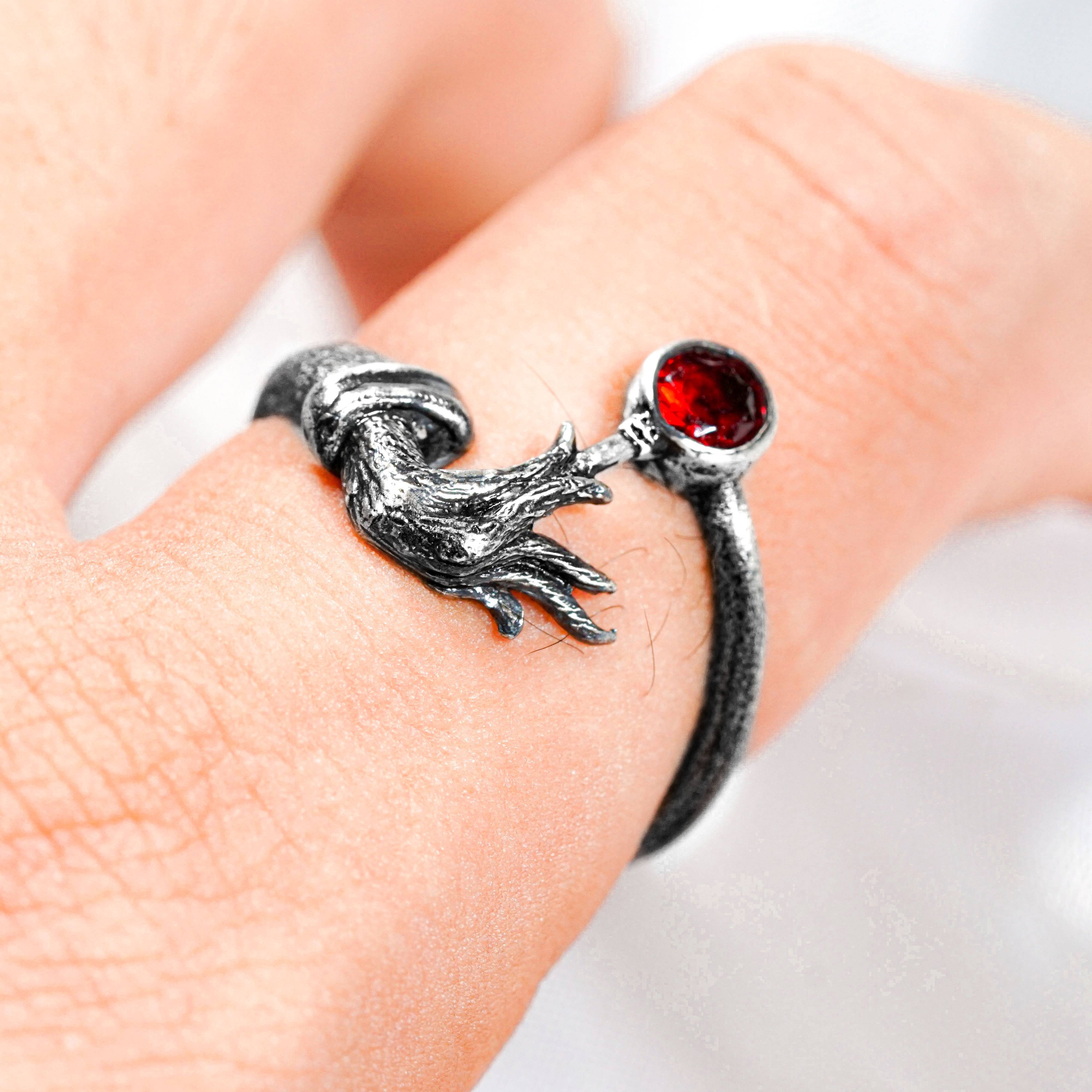 Grinch Christmas Hand Ring, Holiday Jewelry Handmade Silver 950, The Grinch Ring, Halloween Jewelry, Christmas Gift 9 - EternaSilver DSC08628 - EternaSilver