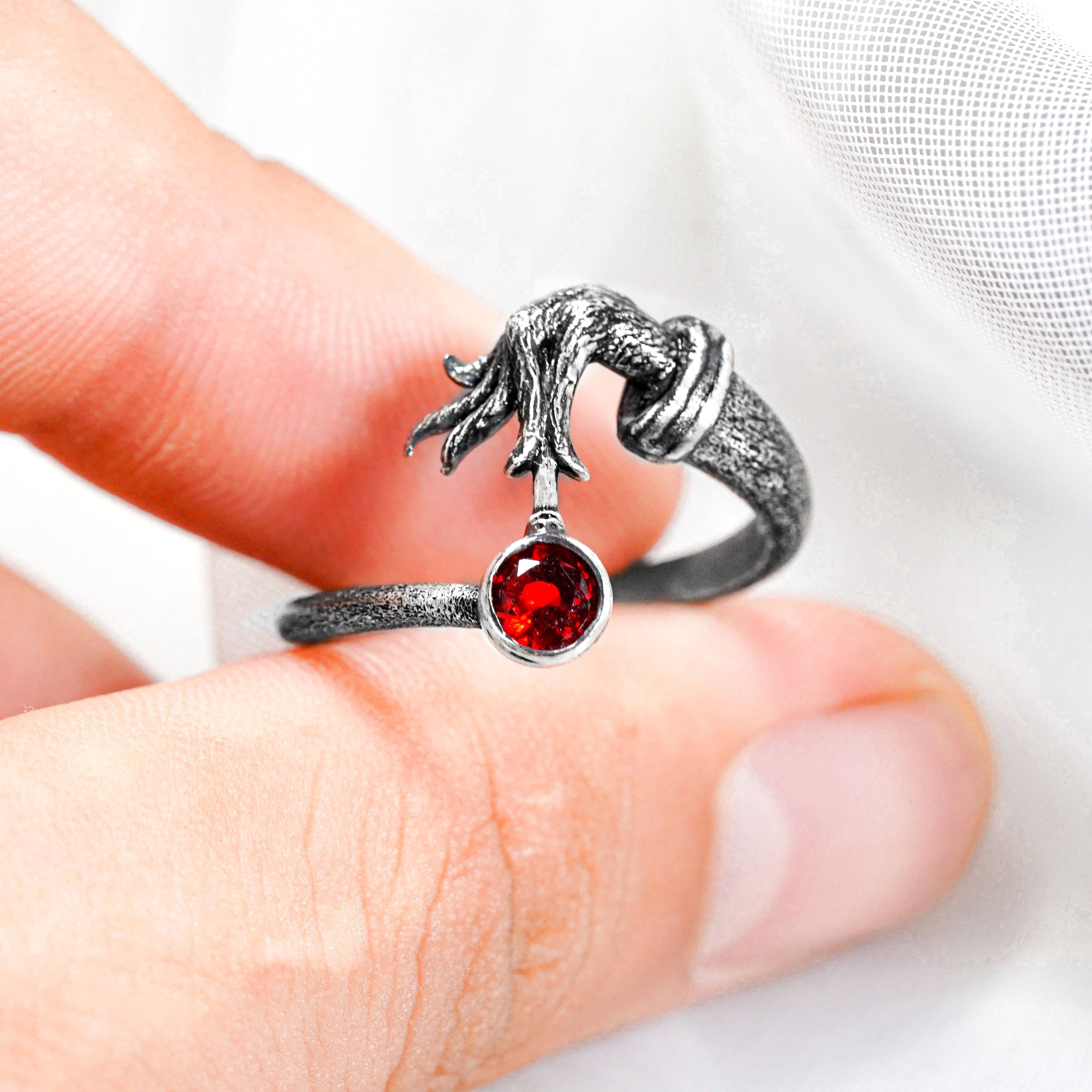Grinch Christmas Hand Ring, Holiday Jewelry Handmade Silver 950, The Grinch Ring, Halloween Jewelry, Christmas Gift 10 - EternaSilver DSC08630 - EternaSilver