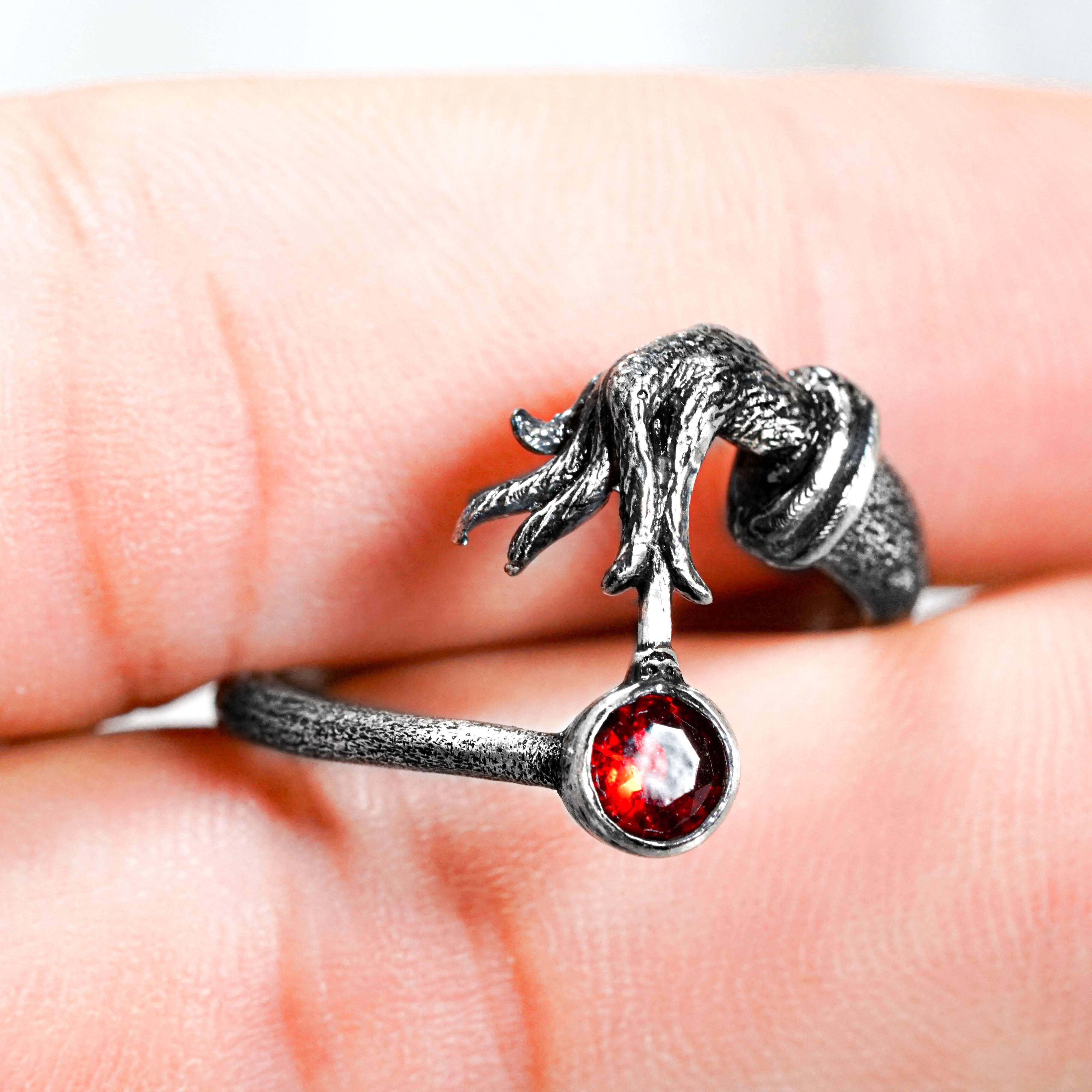 Grinch Christmas Hand Ring, Holiday Jewelry Handmade Silver 950, The Grinch Ring, Halloween Jewelry, Christmas Gift 14 - EternaSilver DSC08639 - EternaSilver