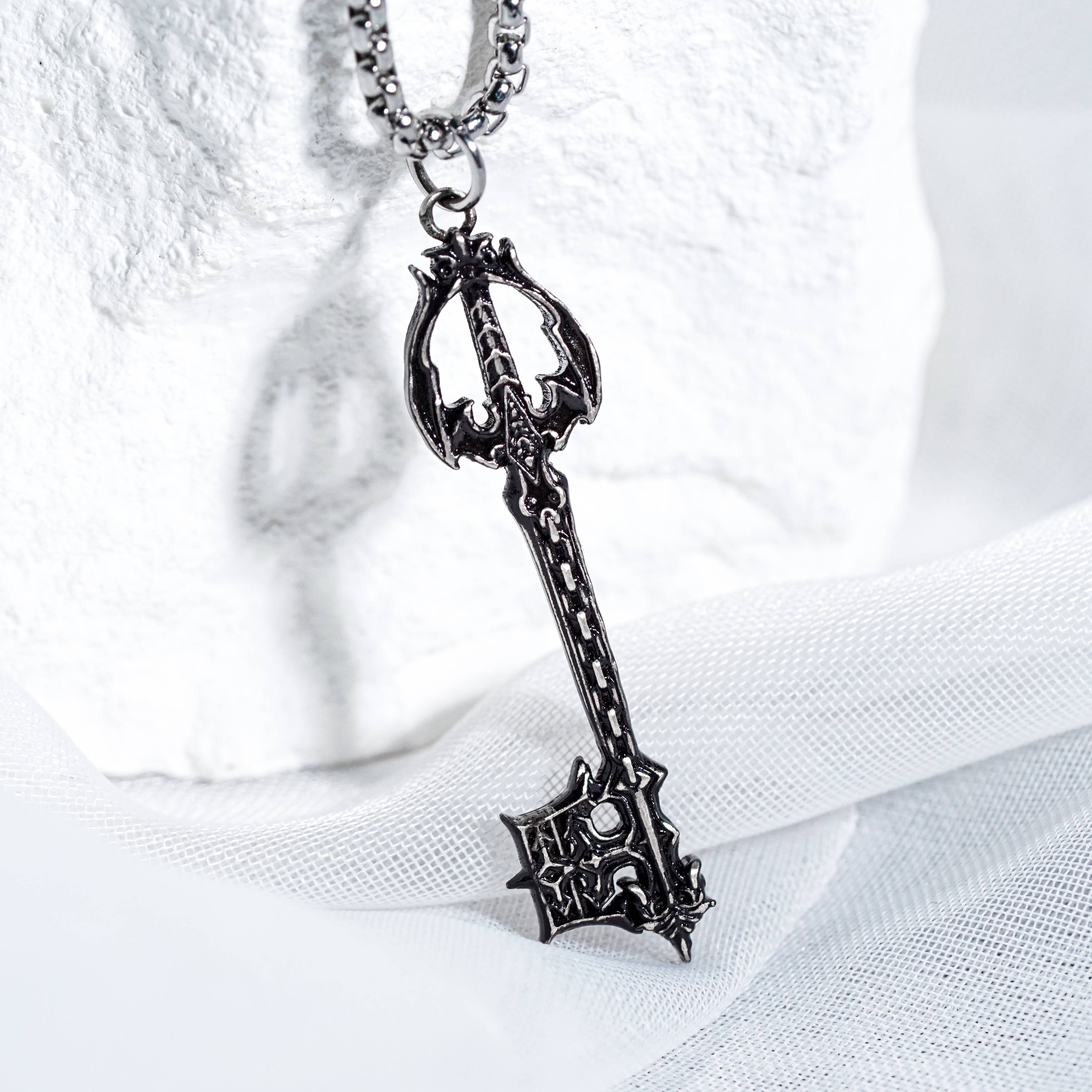 Kingdom Hearts Oblivion Keys 950 Silver Necklace, Sora Real Silver Gift, Oathkeeper Oblivion Key Jewelry inspired by Kingdom Hearts