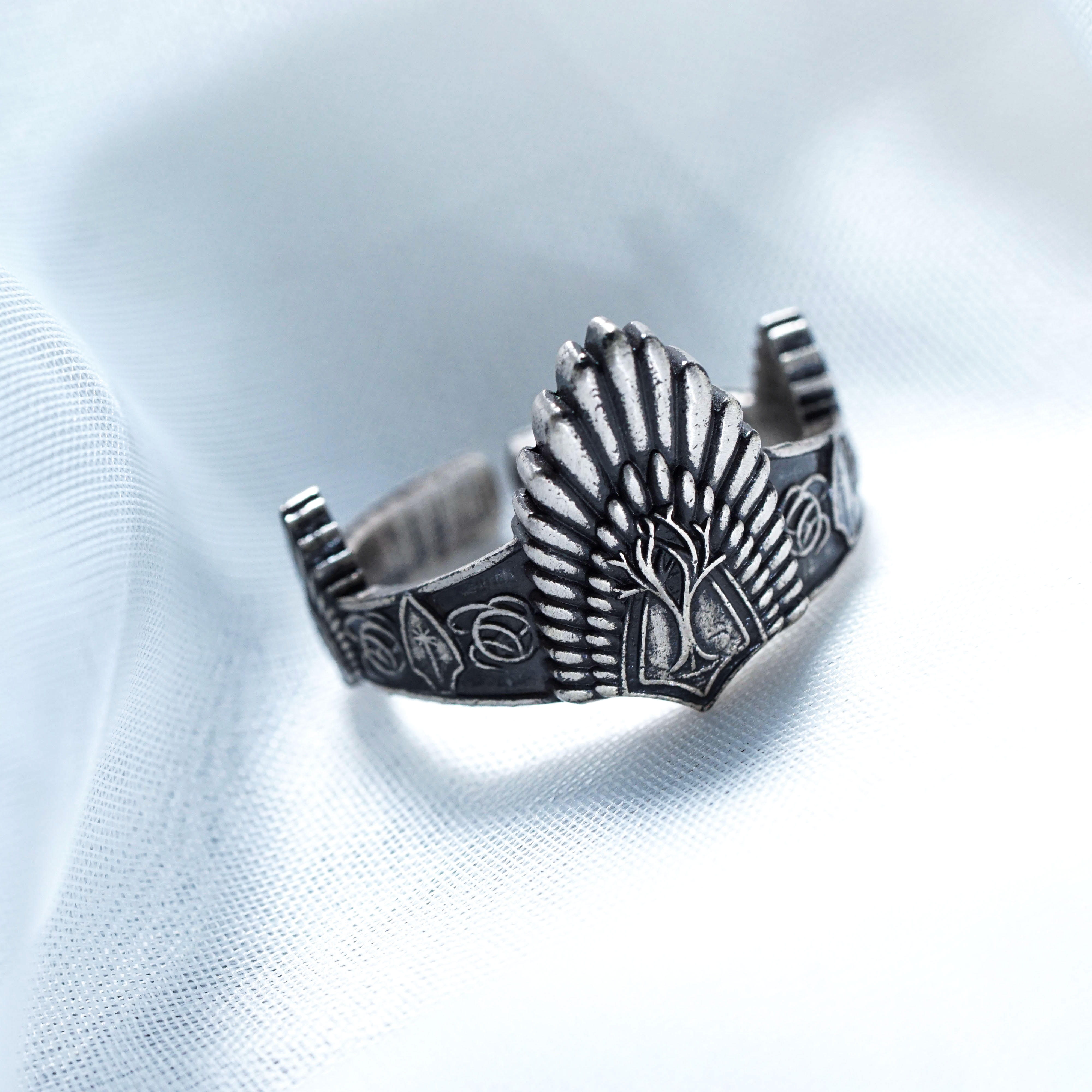 Aragorn Ring, Lord of the Rings Inspired Handmade 950 Silver Ring, King of Gondor Crown Ring, Fantasy Jewelry Gift for LOTR Fans