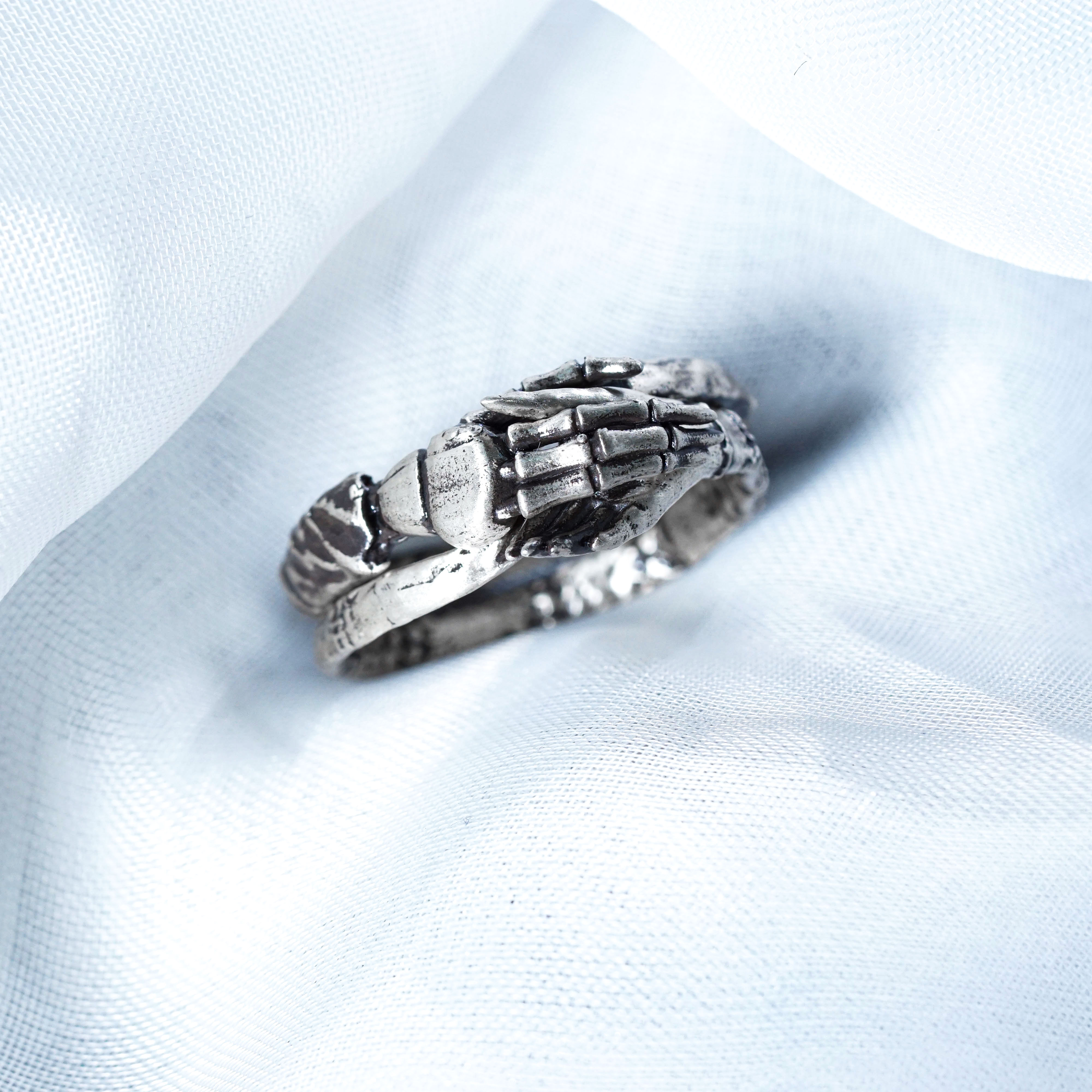 Jack & Sally Hand Couple Ring Set, Nightmare Before Christmas Inspired Stackable Rings, Gothic Halloween Jewelry, Tim Burton Romantic Gift 3 - EternaSilver DSC00749 - EternaSilver