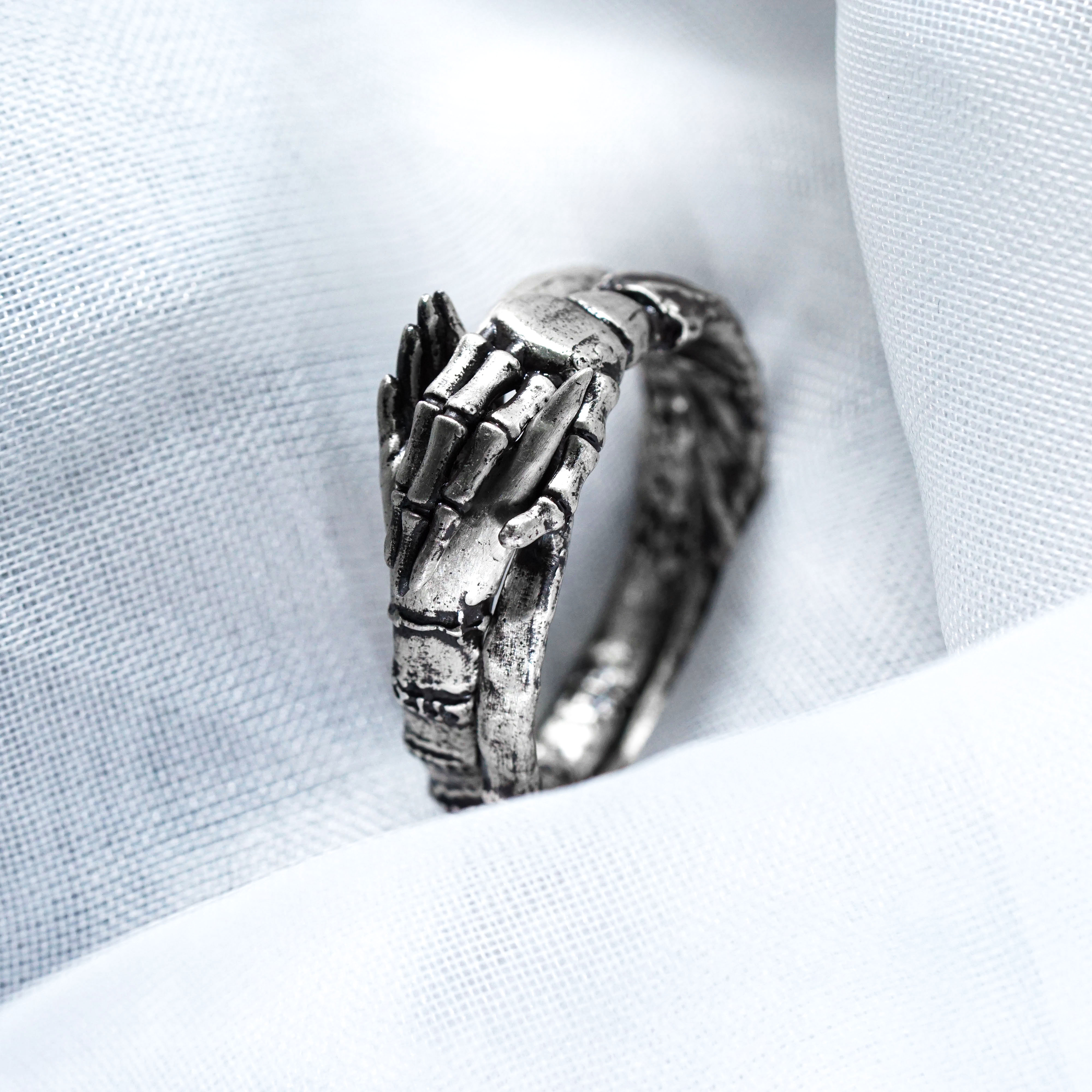 Jack & Sally Hand Couple Ring Set, Nightmare Before Christmas Inspired Stackable Rings, Gothic Halloween Jewelry, Tim Burton Romantic Gift 5 - EternaSilver DSC00751 - EternaSilver