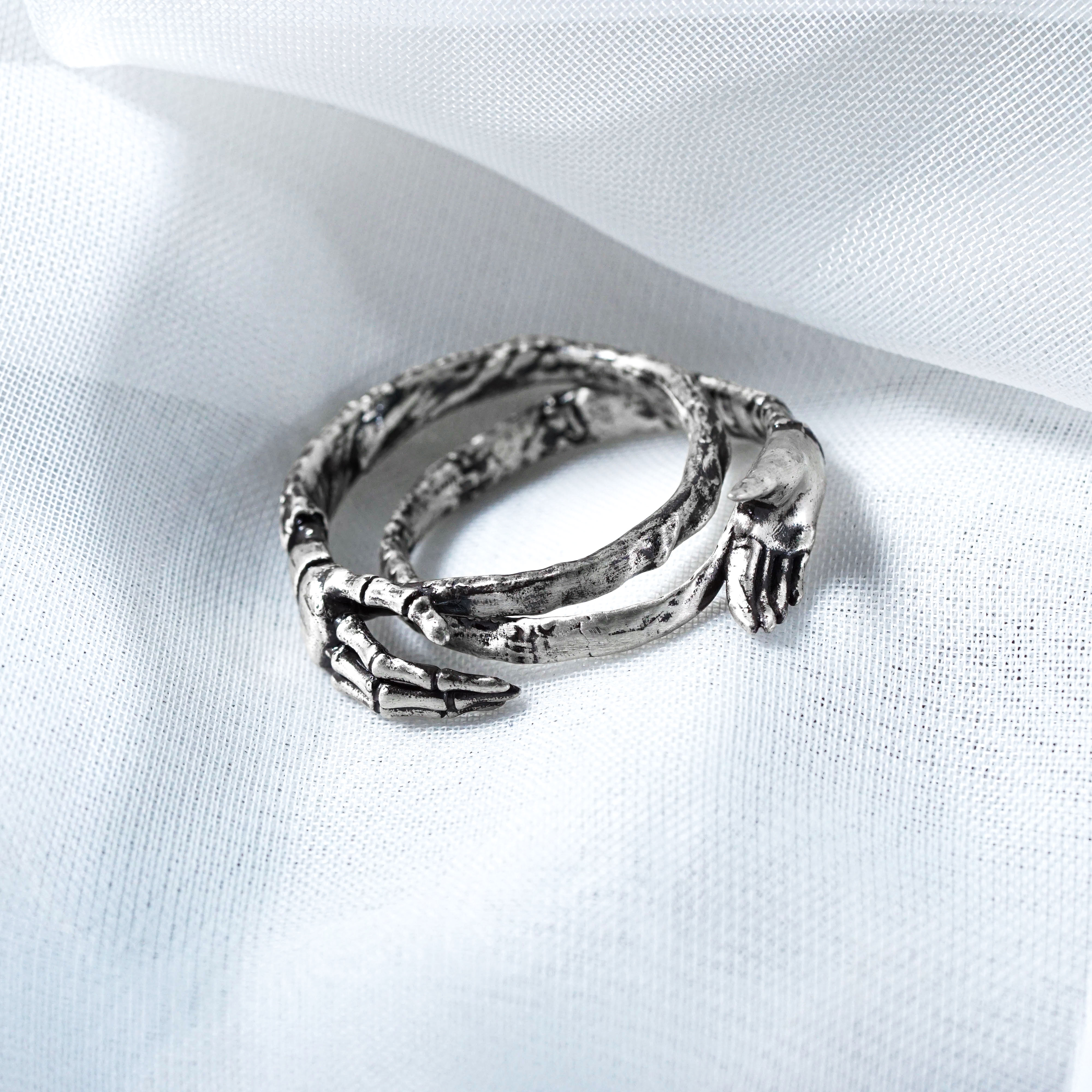 Jack & Sally Hand Couple Ring Set, Nightmare Before Christmas Inspired Stackable Rings, Gothic Halloween Jewelry, Tim Burton Romantic Gift 7 - EternaSilver DSC00753 - EternaSilver