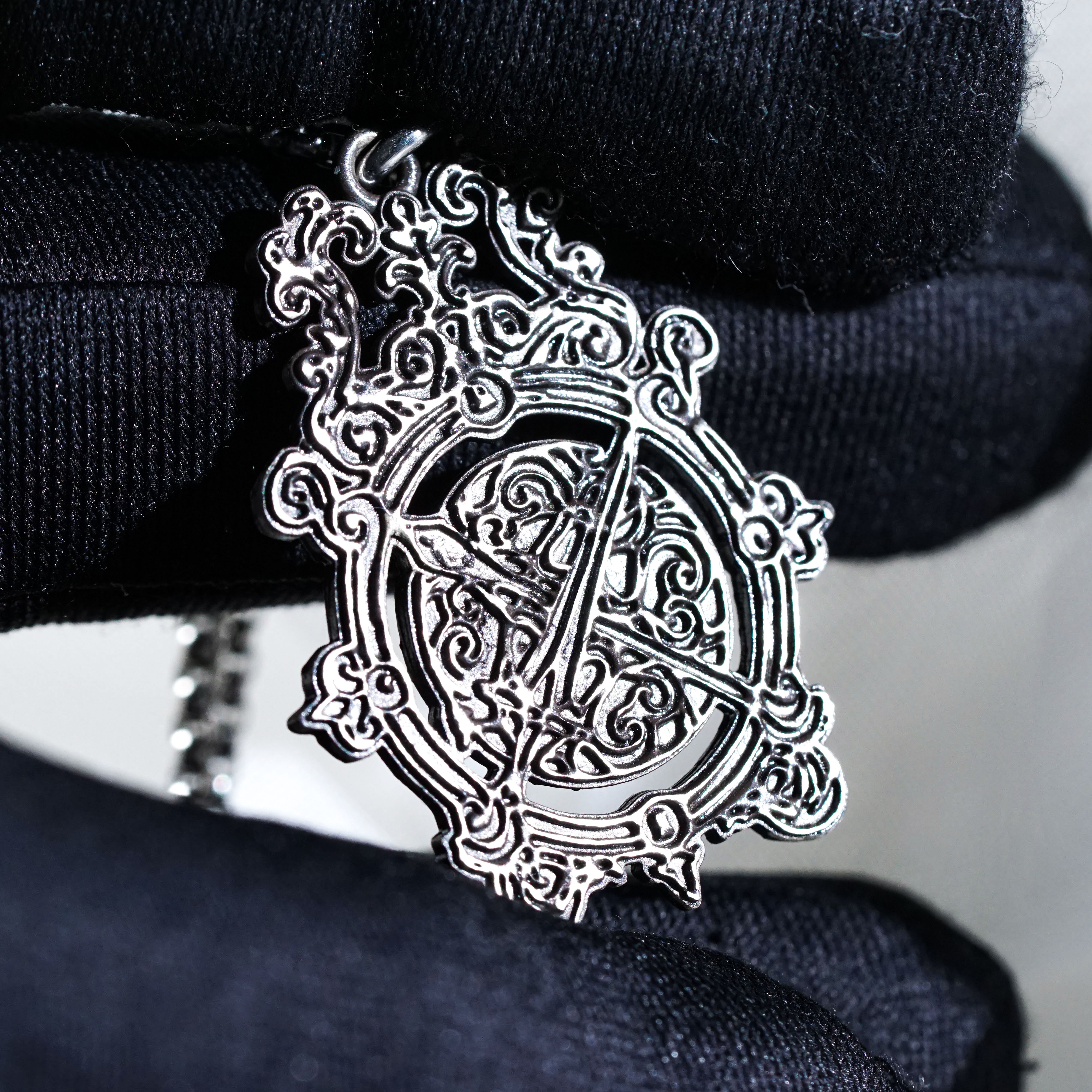 Carian Royal Family Necklace, Elden Ring Inspired Handmade 950 Silver Pendant, Lunar Sorcery Faction Jewelry Gift for Gamers and Collectors 4 - EternaSilver DSC00863 - EternaSilver