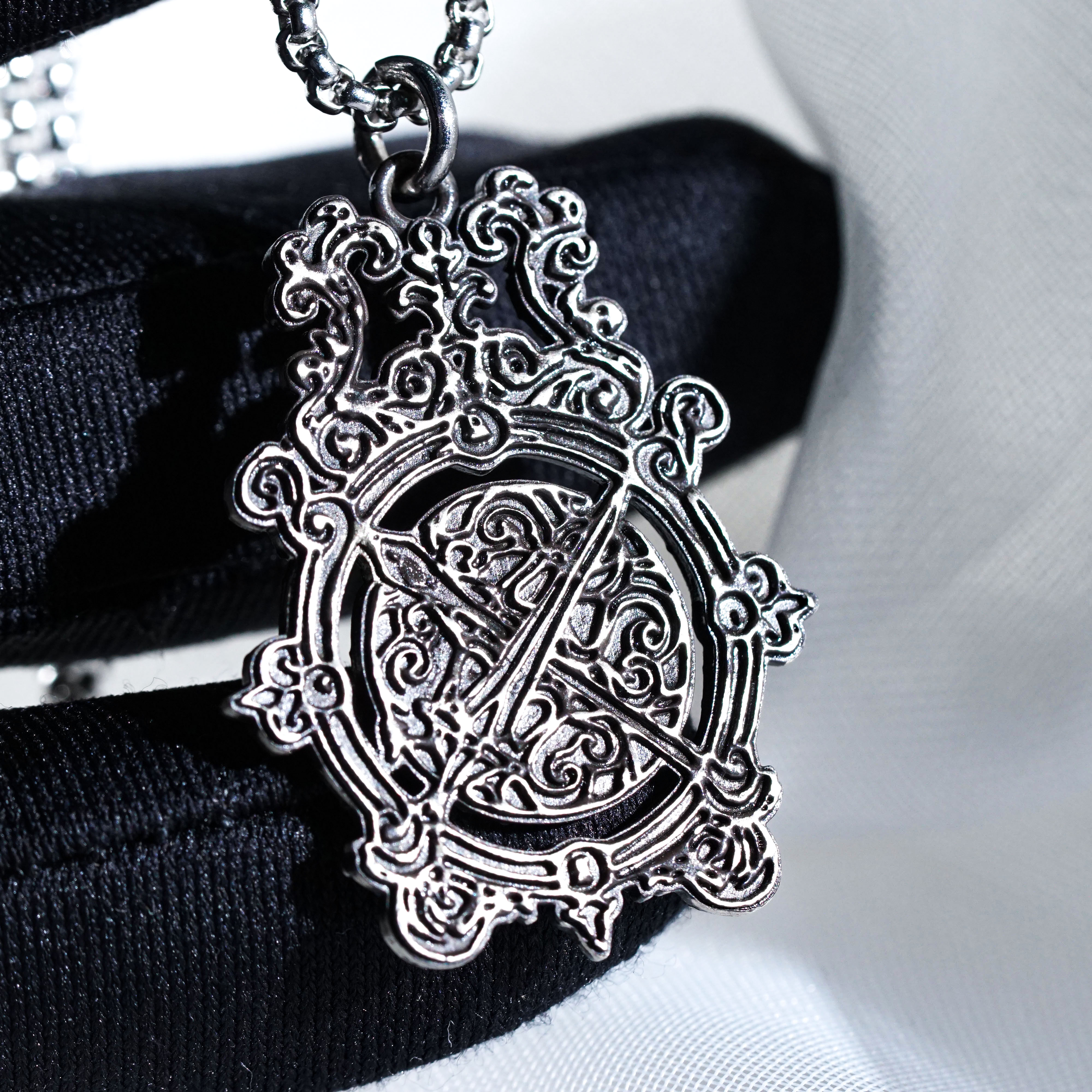 Carian Royal Family Necklace, Elden Ring Inspired Handmade 950 Silver Pendant, Lunar Sorcery Faction Jewelry Gift for Gamers and Collectors 6 - EternaSilver DSC00865 - EternaSilver