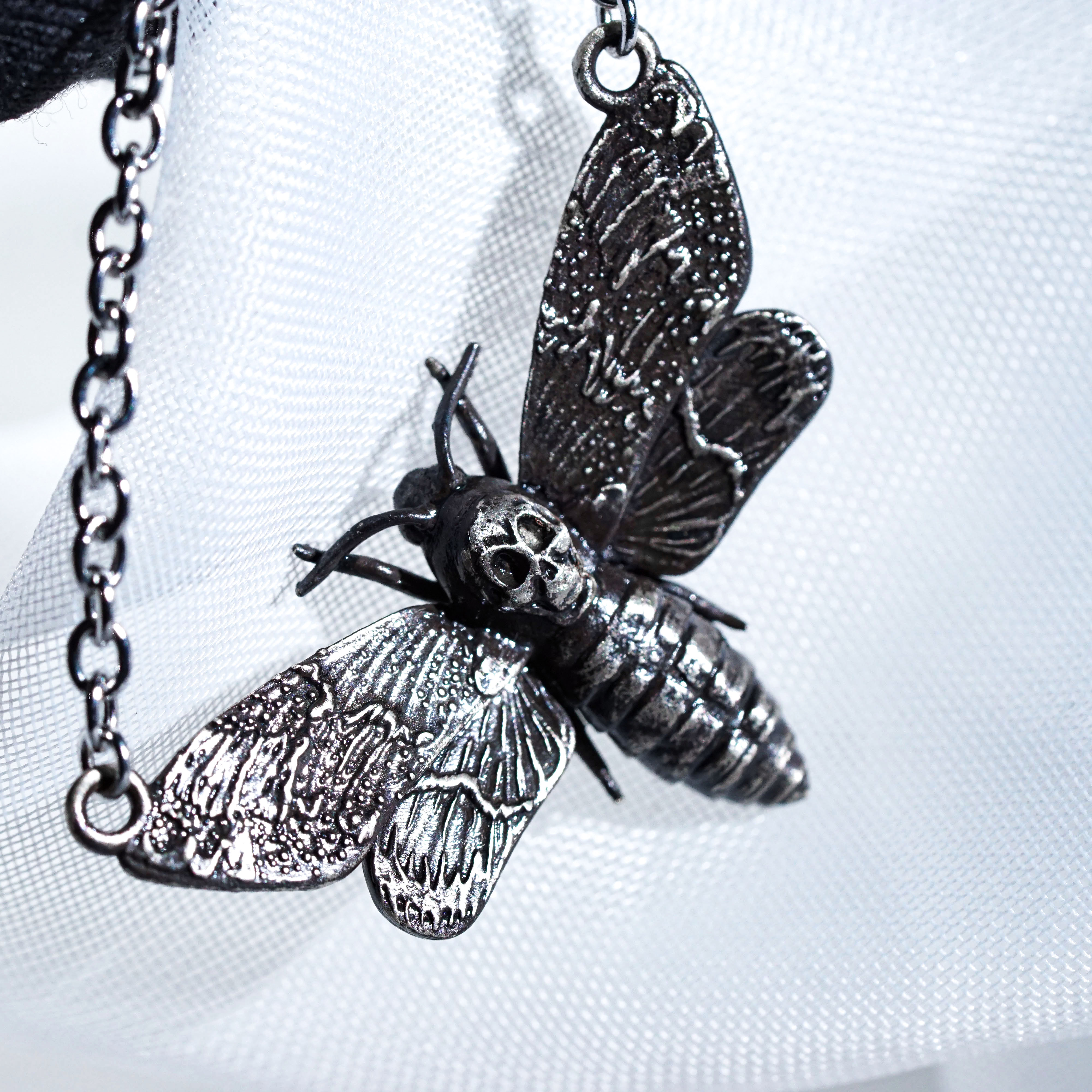 Death Head Moth Necklace, Silence of the Lambs Inspired Handmade 950 Silver Pendant, Gothic Insect Jewelry Gift for Horror and Film Fans 4 - EternaSilver DSC00870 - EternaSilver