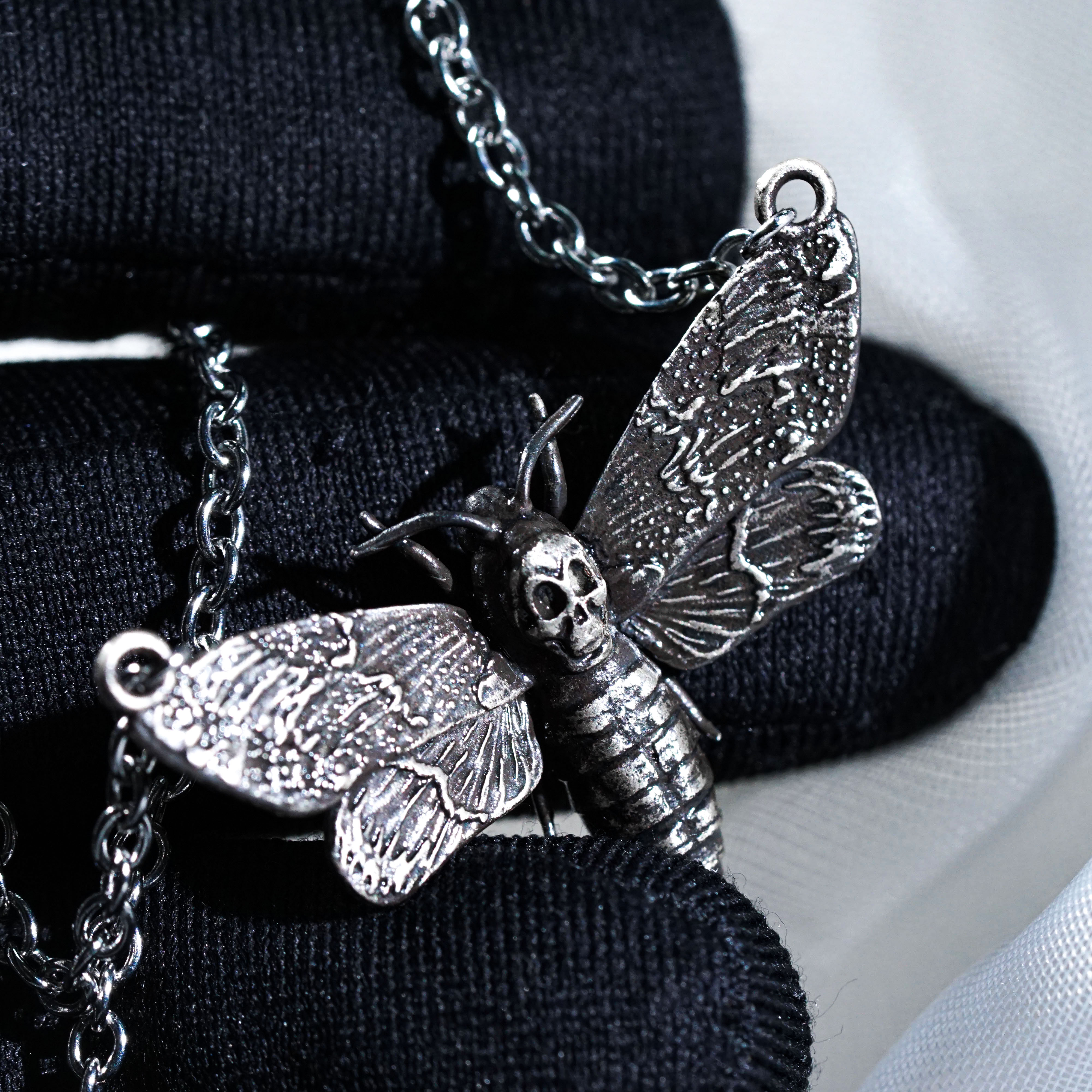 Death Head Moth Necklace, Silence of the Lambs Inspired Handmade 950 Silver Pendant, Gothic Insect Jewelry Gift for Horror and Film Fans 5 - EternaSilver DSC00871 - EternaSilver