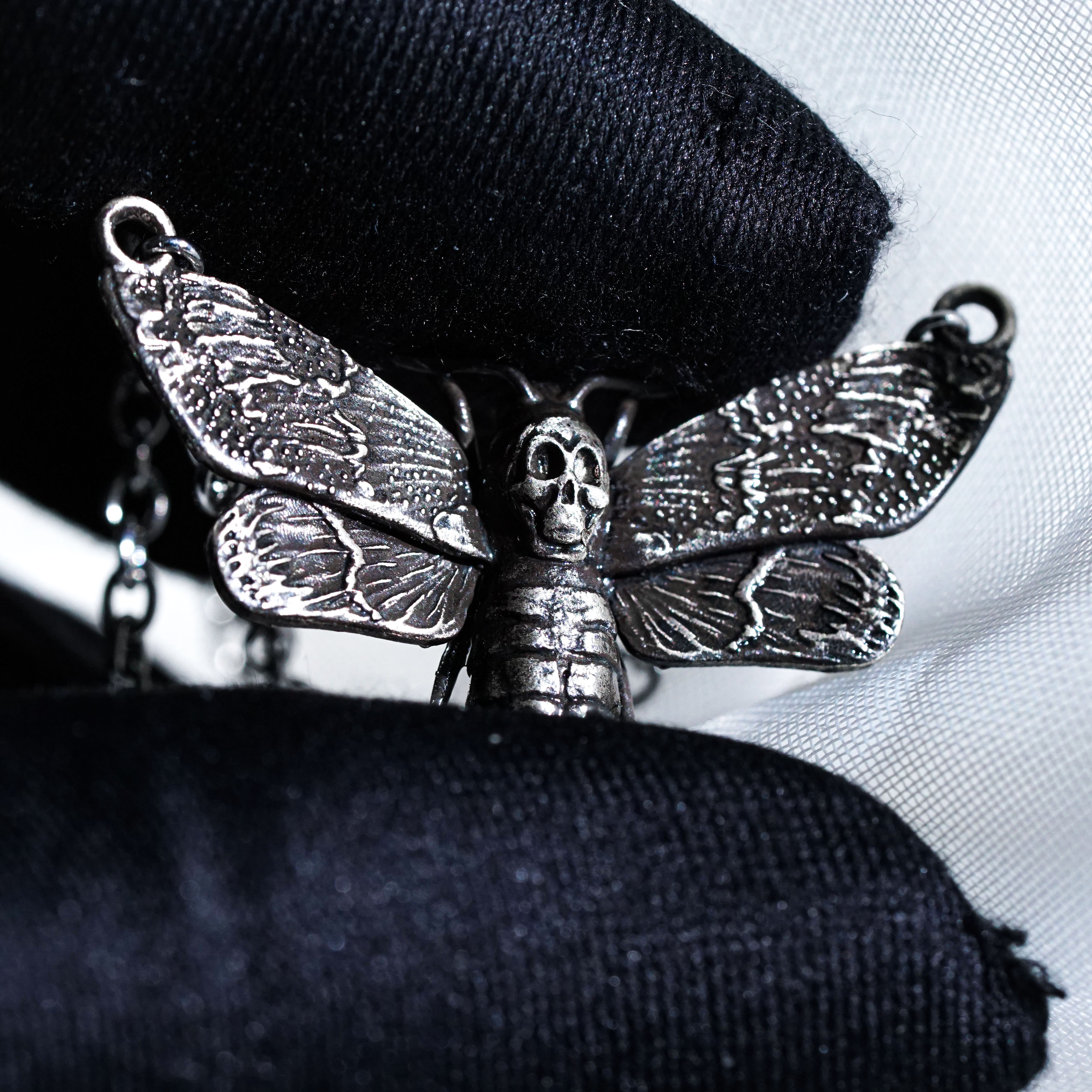 Death Head Moth Necklace, Silence of the Lambs Inspired Handmade 950 Silver Pendant, Gothic Insect Jewelry Gift for Horror and Film Fans 6 - EternaSilver DSC00872 - EternaSilver