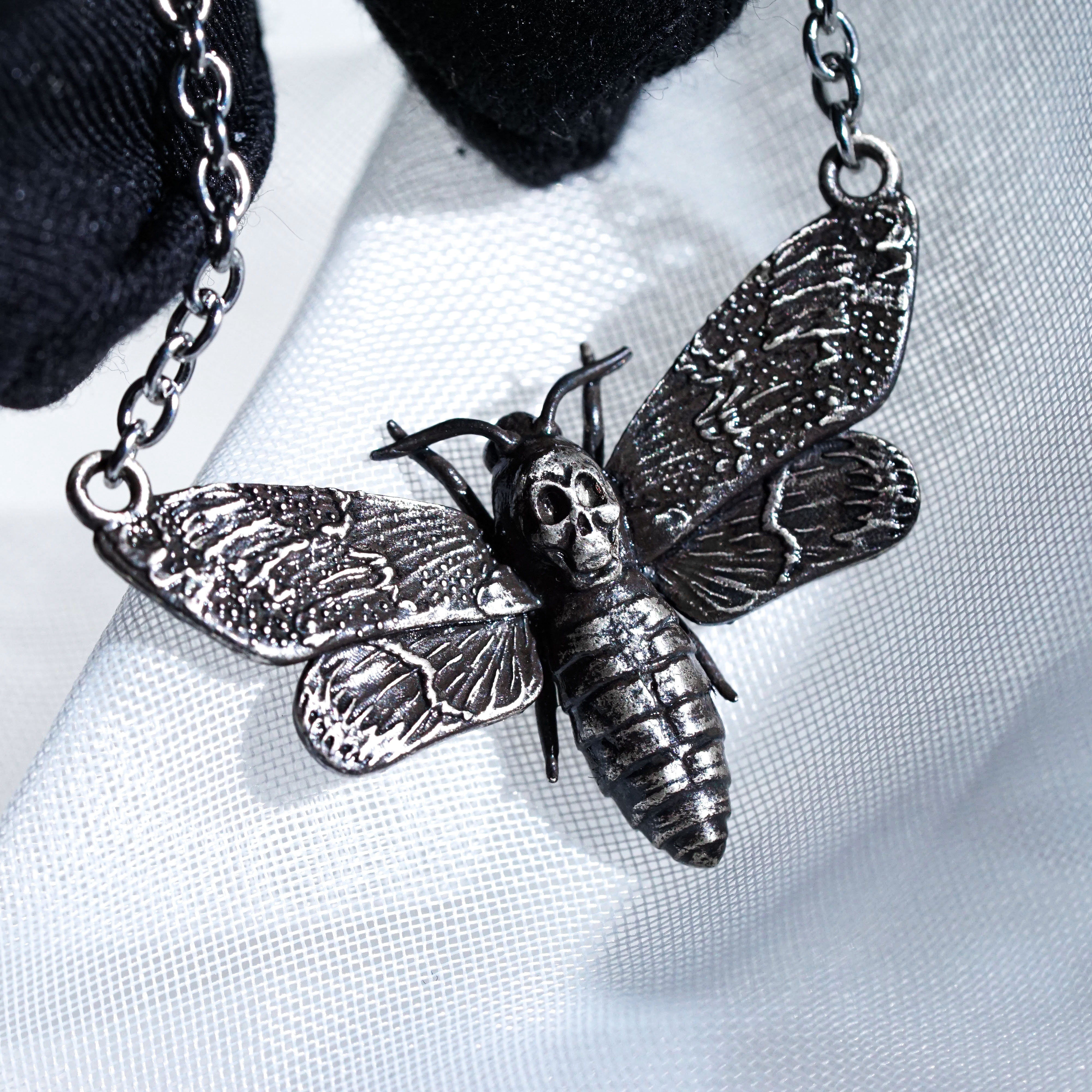 Death Head Moth Necklace, Silence of the Lambs Inspired Handmade 950 Silver Pendant, Gothic Insect Jewelry Gift for Horror and Film Fans 7 - EternaSilver DSC00873 - EternaSilver
