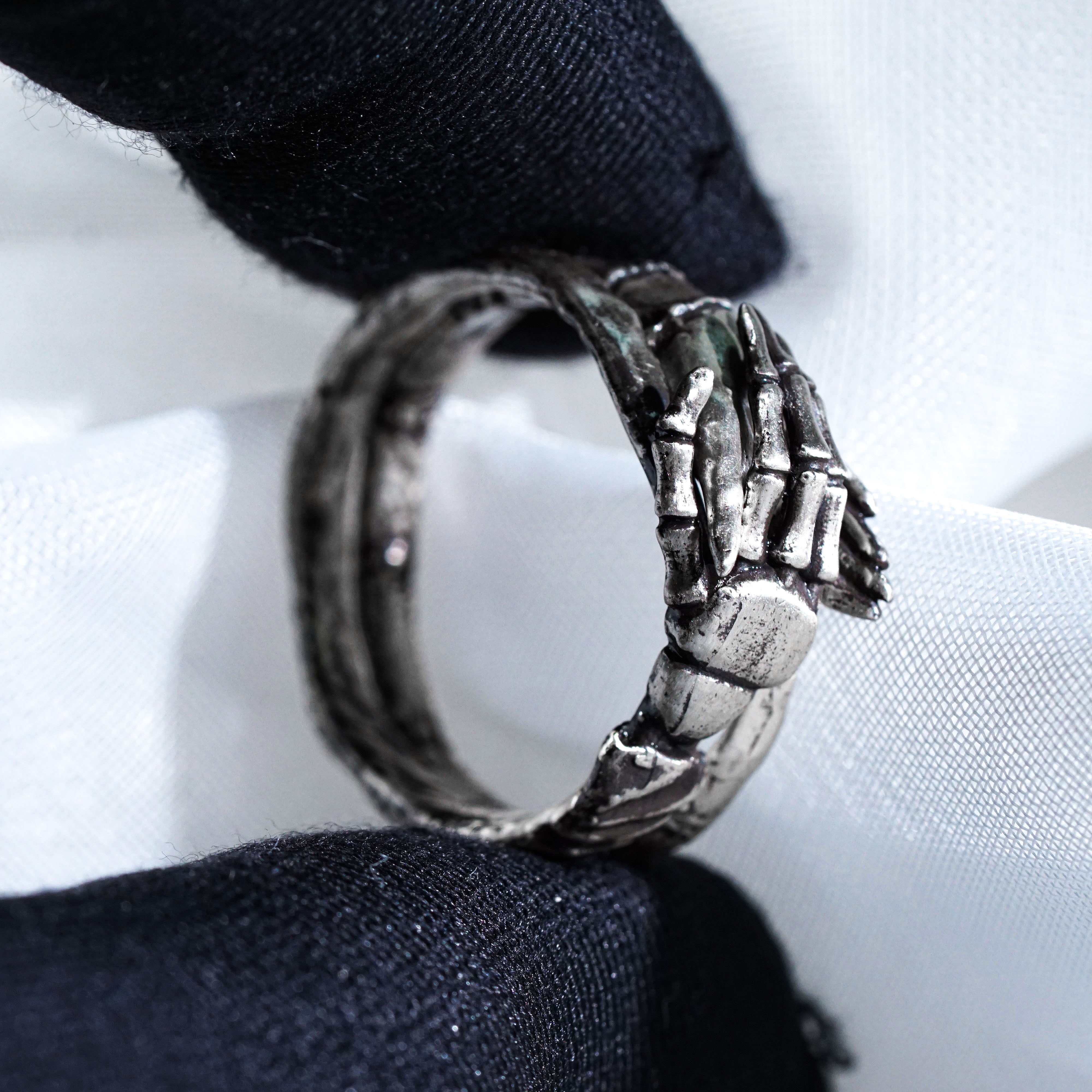 Jack & Sally Hand Couple Ring Set, Nightmare Before Christmas Inspired Stackable Rings, Gothic Halloween Jewelry, Tim Burton Romantic Gift 9 - EternaSilver DSC00881 - EternaSilver