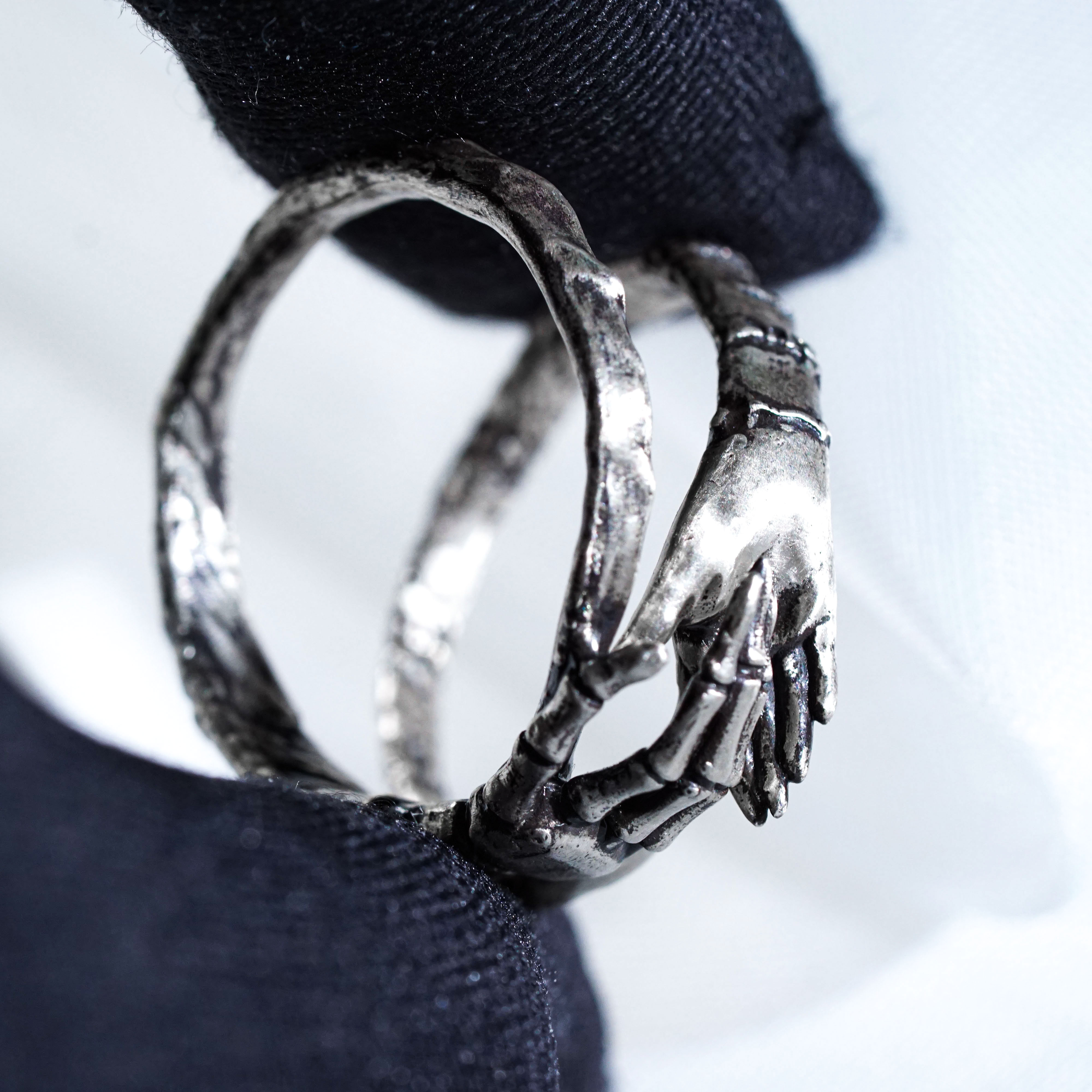 Jack & Sally Hand Couple Ring Set, Nightmare Before Christmas Inspired Stackable Rings, Gothic Halloween Jewelry, Tim Burton Romantic Gift 12 - EternaSilver DSC00884 - EternaSilver