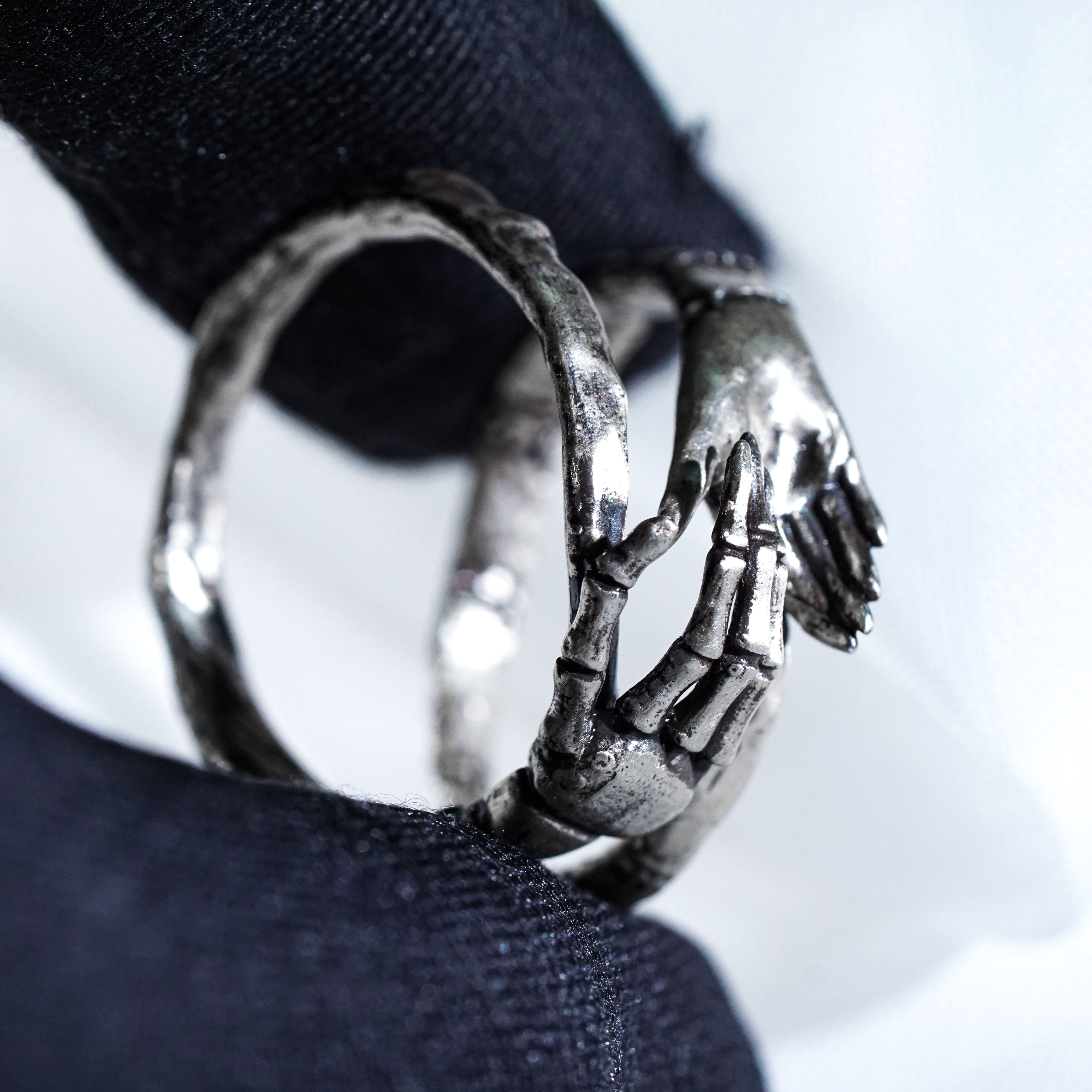 Jack & Sally Hand Couple Ring Set, Nightmare Before Christmas Inspired Stackable Rings, Gothic Halloween Jewelry, Tim Burton Romantic Gift 13 - EternaSilver DSC00885 - EternaSilver